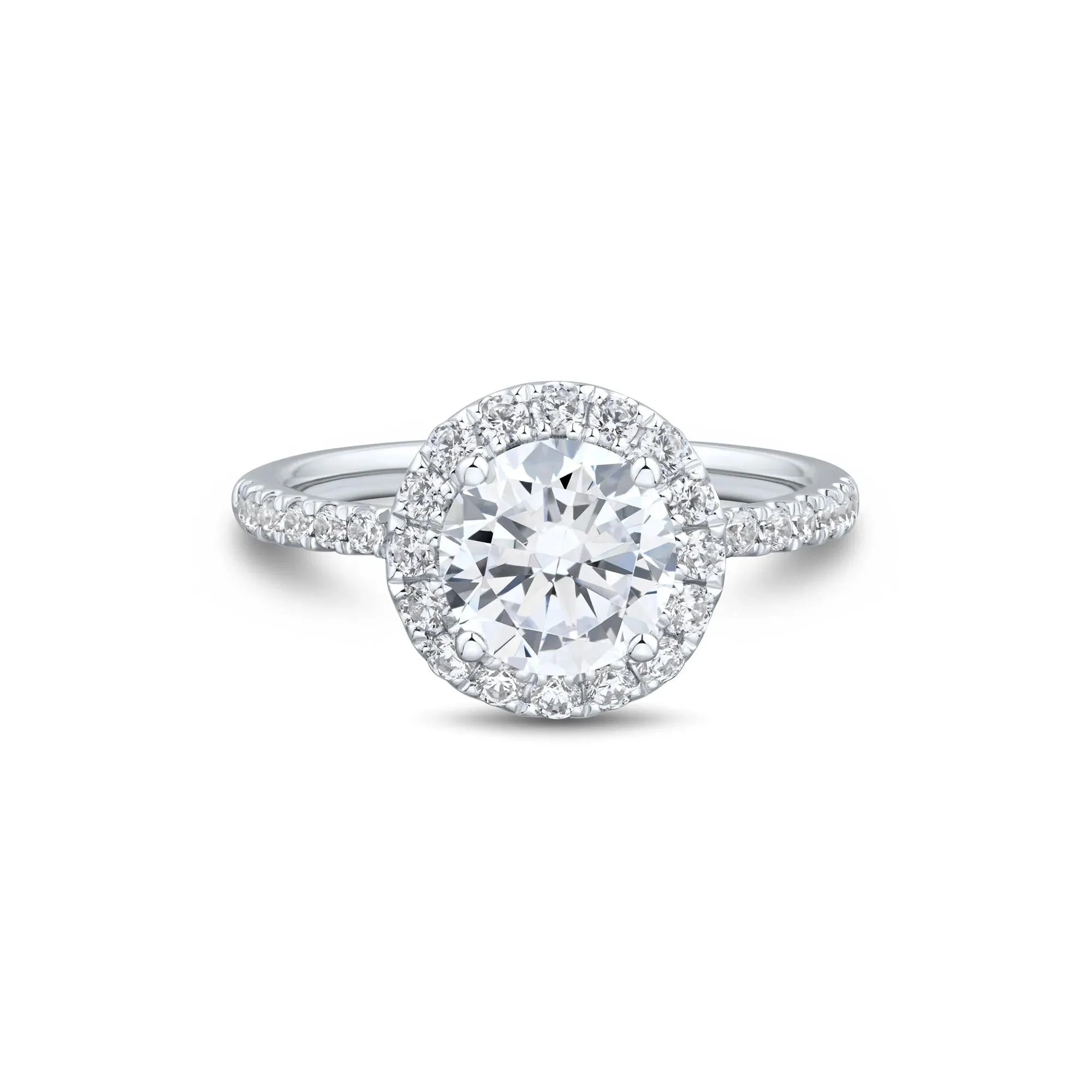 2 CT. Tw. Lab Grown Diamond Halo Engagement Ring 14K White Gold Size 7 1mm