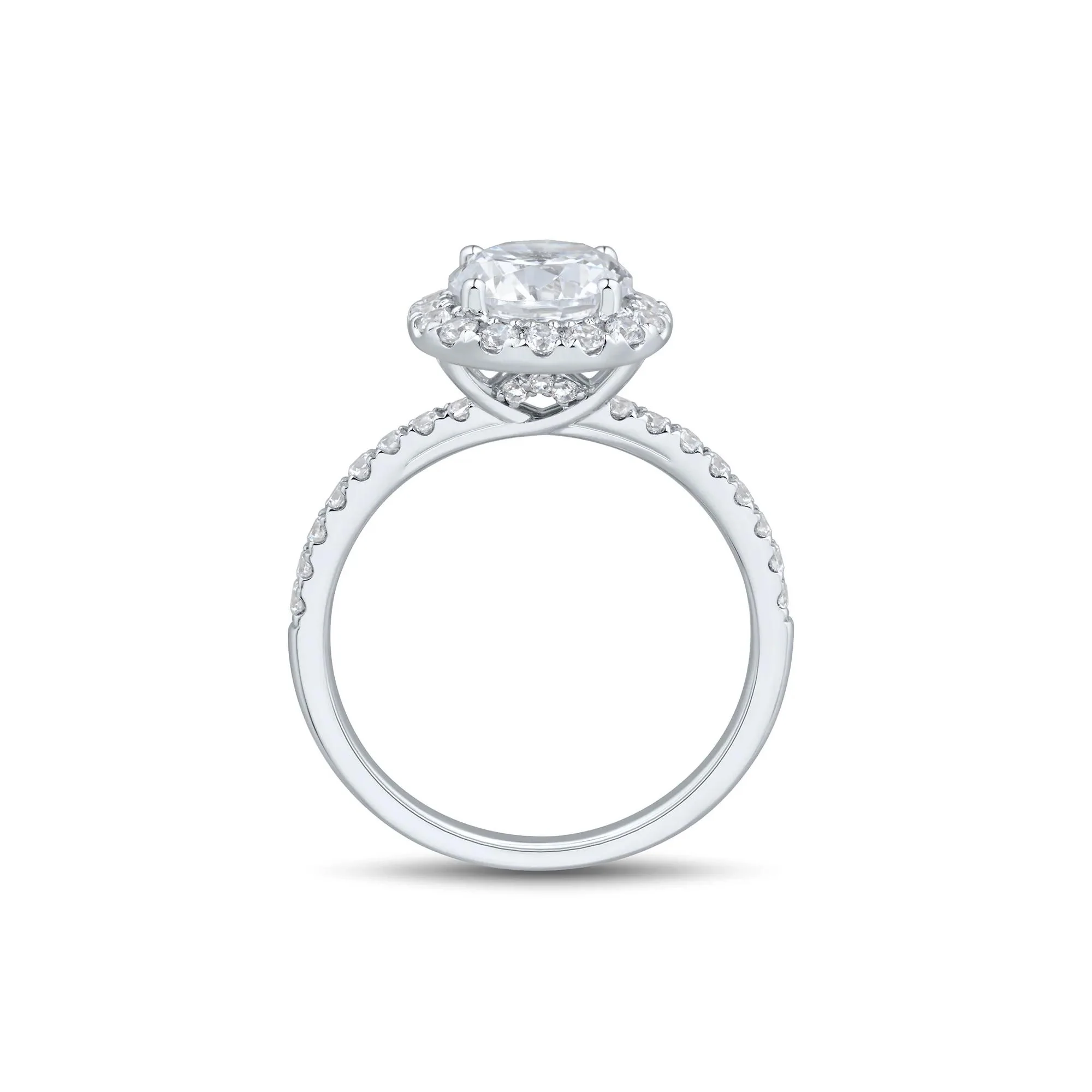 2 CT. Tw. Lab Grown Diamond Halo Engagement Ring 14K White Gold Size 7.5 1mm - Image 2