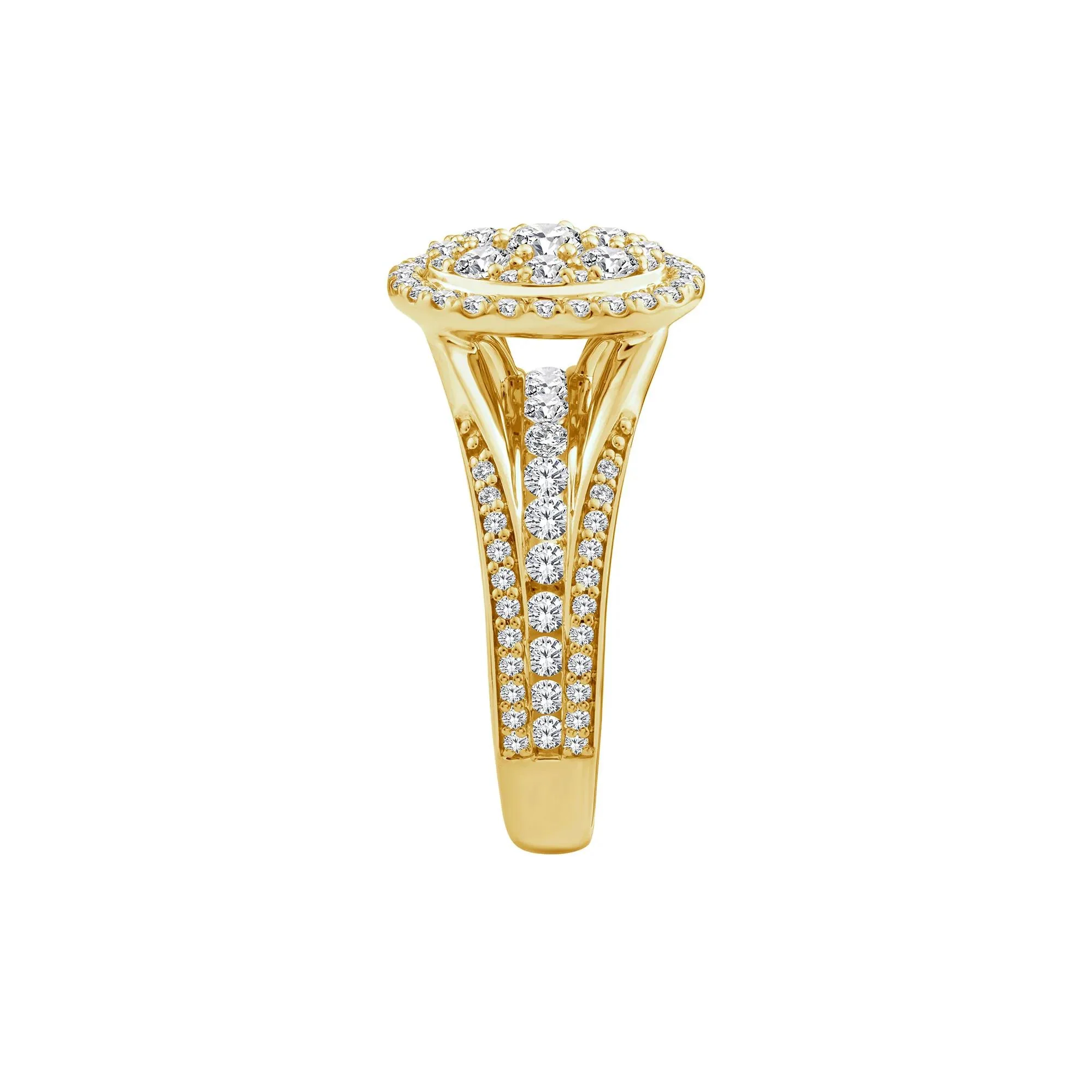 1/2 CT. Tw. Diamond Composite Engagement Ring 10K Yellow Gold Round Brilliant Cut Size 7 - Image 3