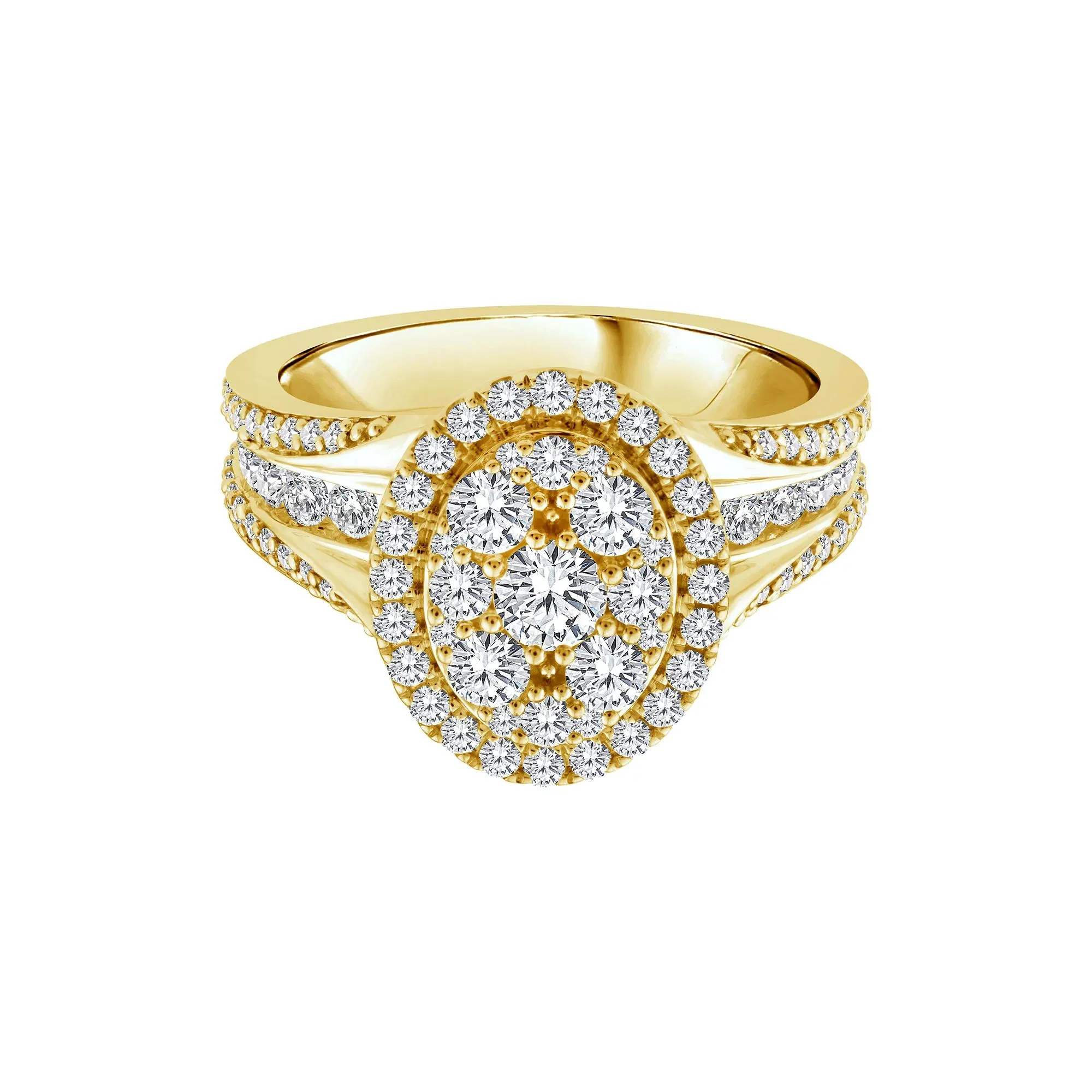 1/2 CT. Tw. Diamond Composite Engagement Ring 10K Yellow Gold Round Brilliant Cut Size 7.5