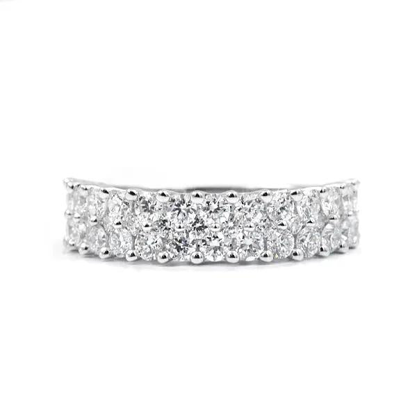2 CT. Tw. Lab Grown Diamond Double Row Anniversary Band Ring 10K White Gold Size 6 2mm