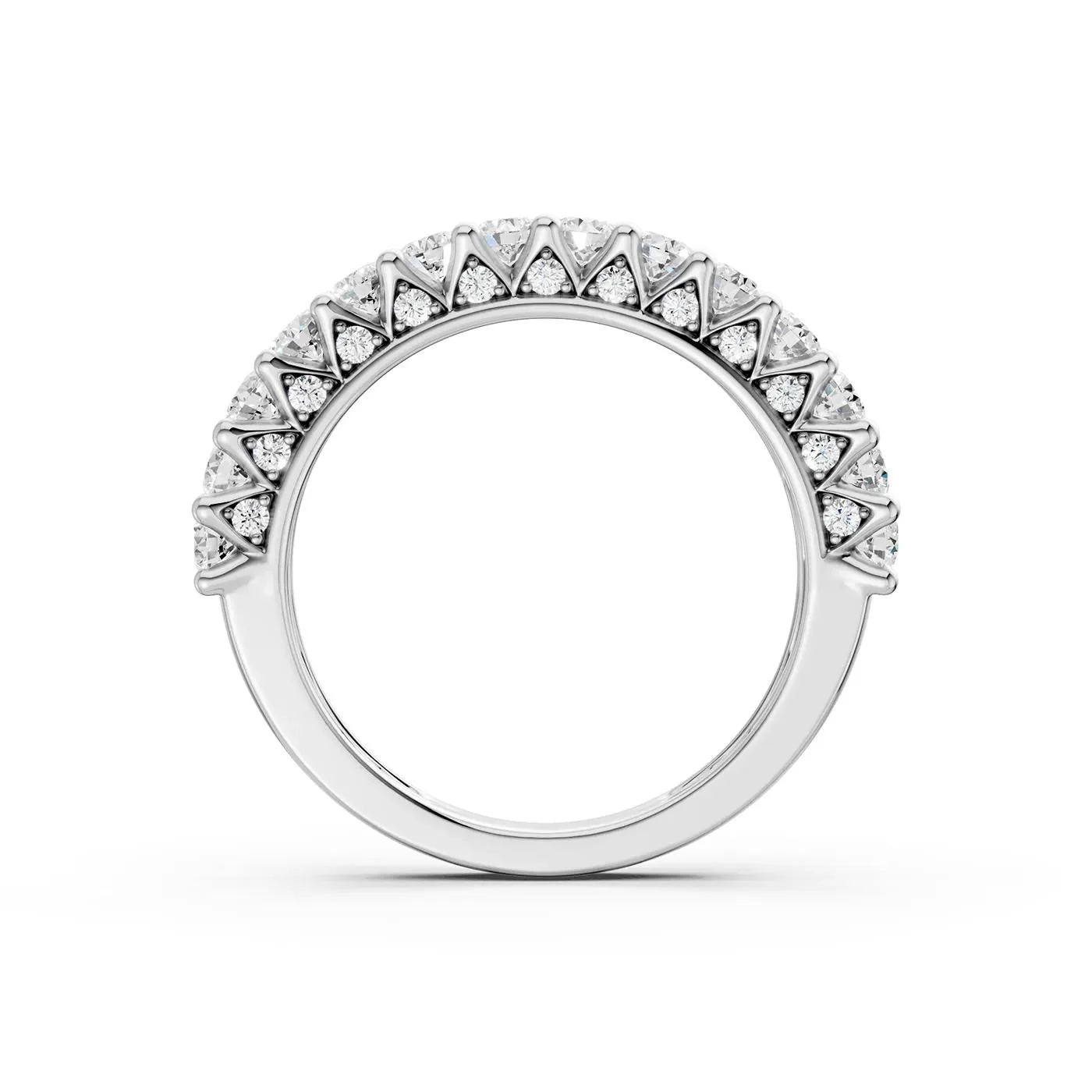 2 CT. Tw. Lab Grown Diamond Double Row Anniversary Band Ring 10K White Gold Size 7.5 2mm - Image 2