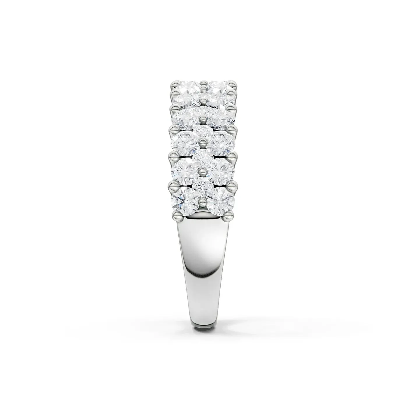 2 CT. Tw. Lab Grown Diamond Double Row Anniversary Band Ring 10K White Gold Size 7.5 2mm - Image 3