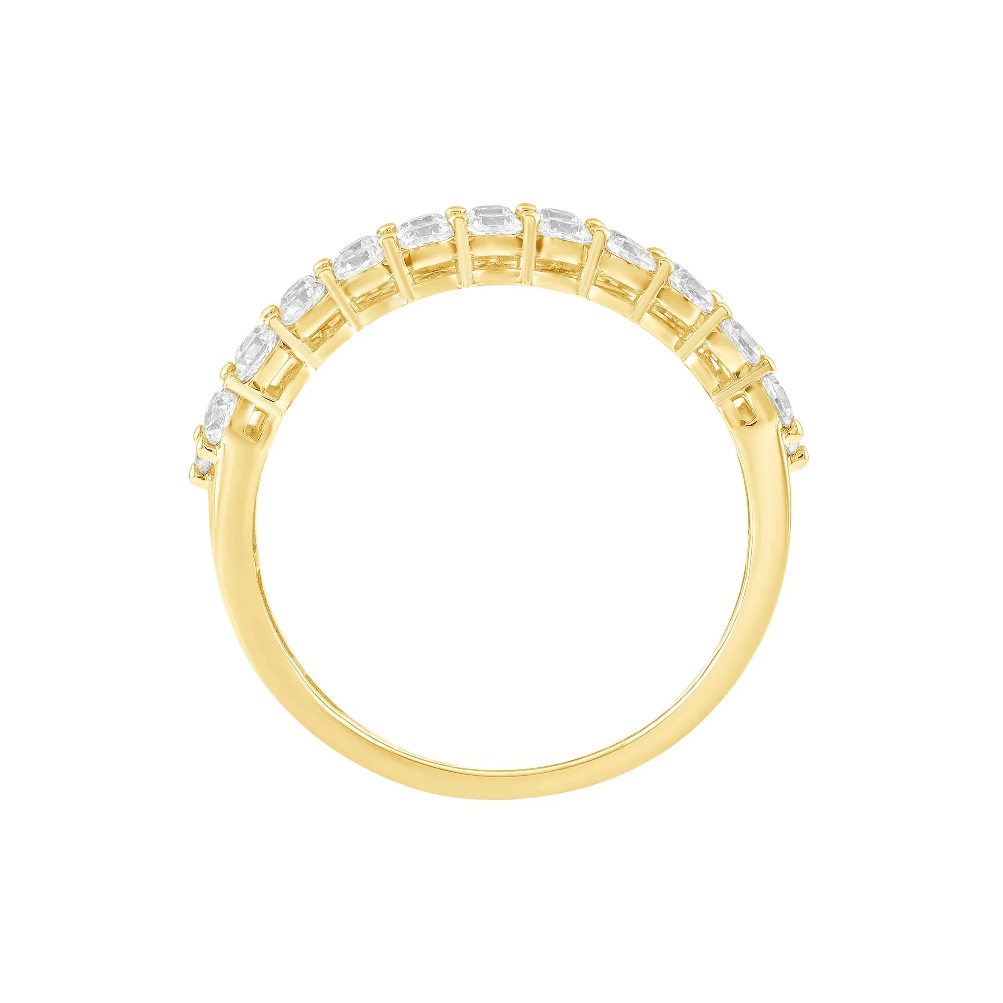 1 CT. Tw. Diamond Wide Anniversary Band Ring 10K Yellow Gold Round Brilliant Cut Size 8 - Image 2