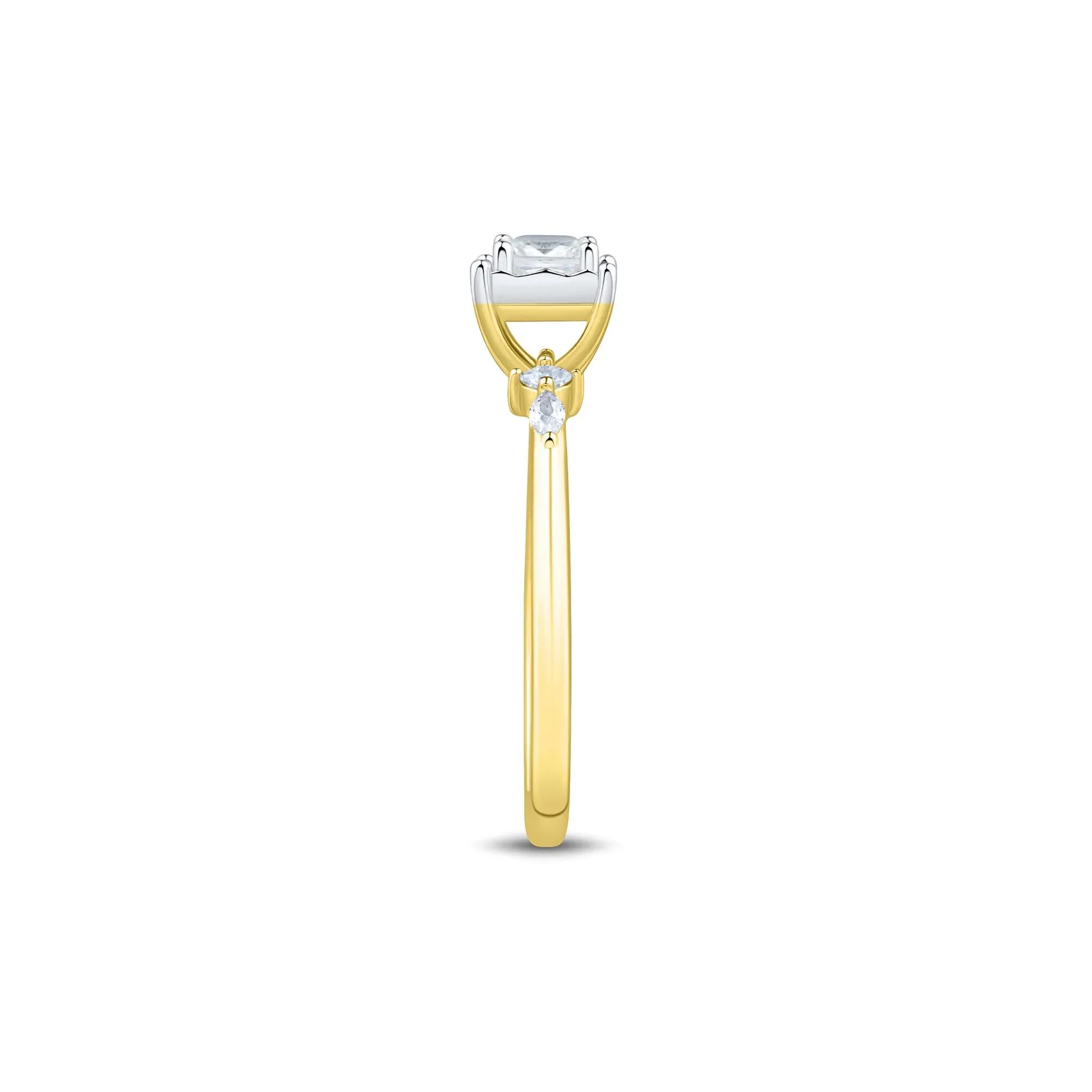 1/2 CT. Tw. Lab Grown Diamond Princess-Cut Promise Ring 10K Yellow and White Gold Size 6 1mm - Image 2