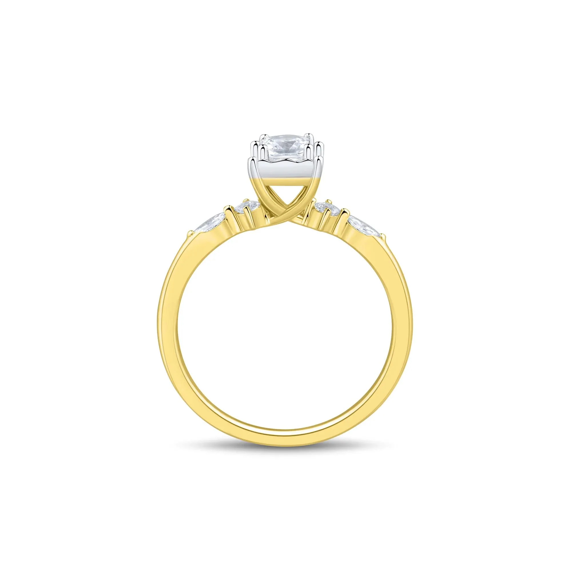 1/2 CT. Tw. Lab Grown Diamond Princess-Cut Promise Ring 10K Yellow and White Gold Size 6 1mm - Image 3