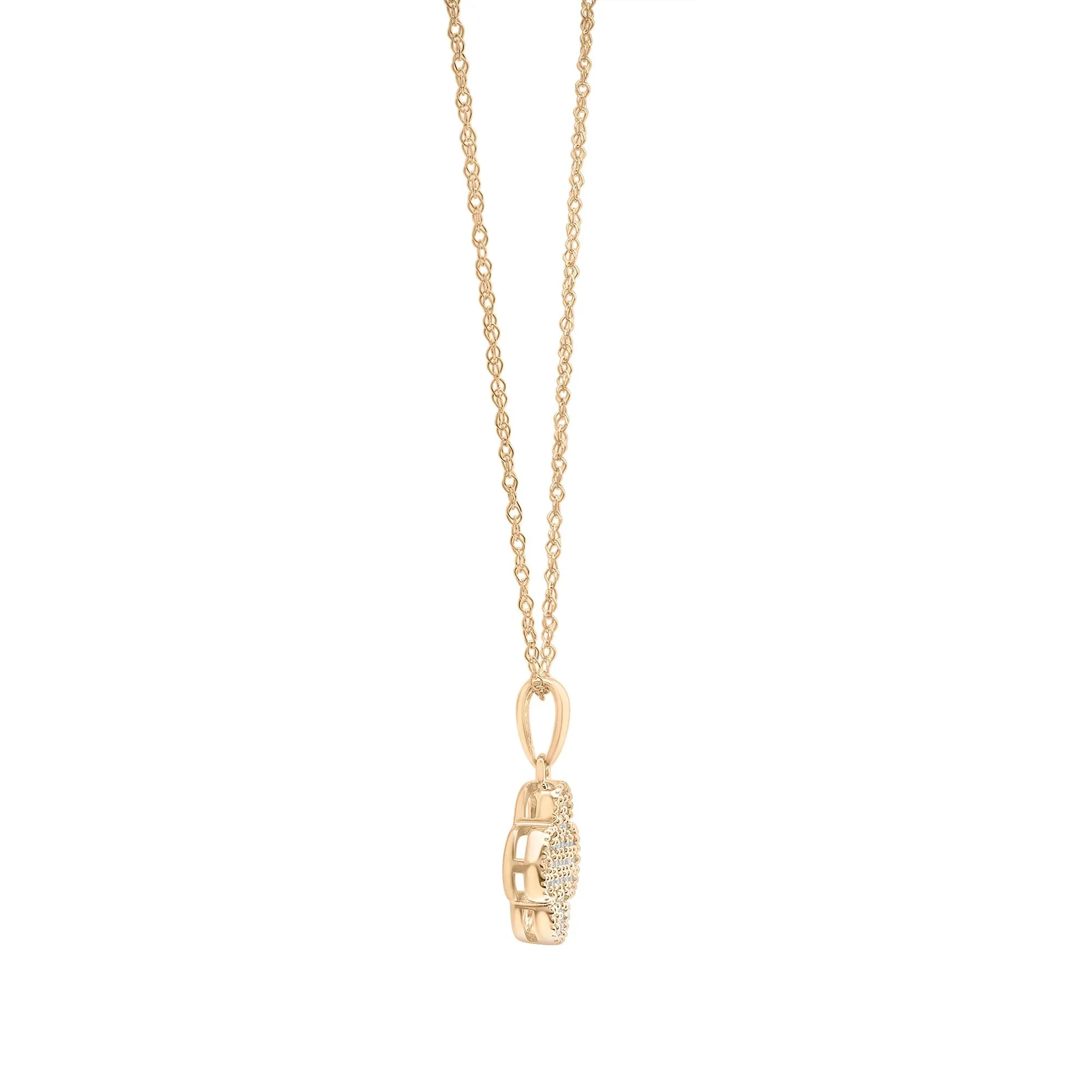 1/7 CT. Tw. Diamond Clover Necklace 10K Yellow Gold Size 18" - Image 3
