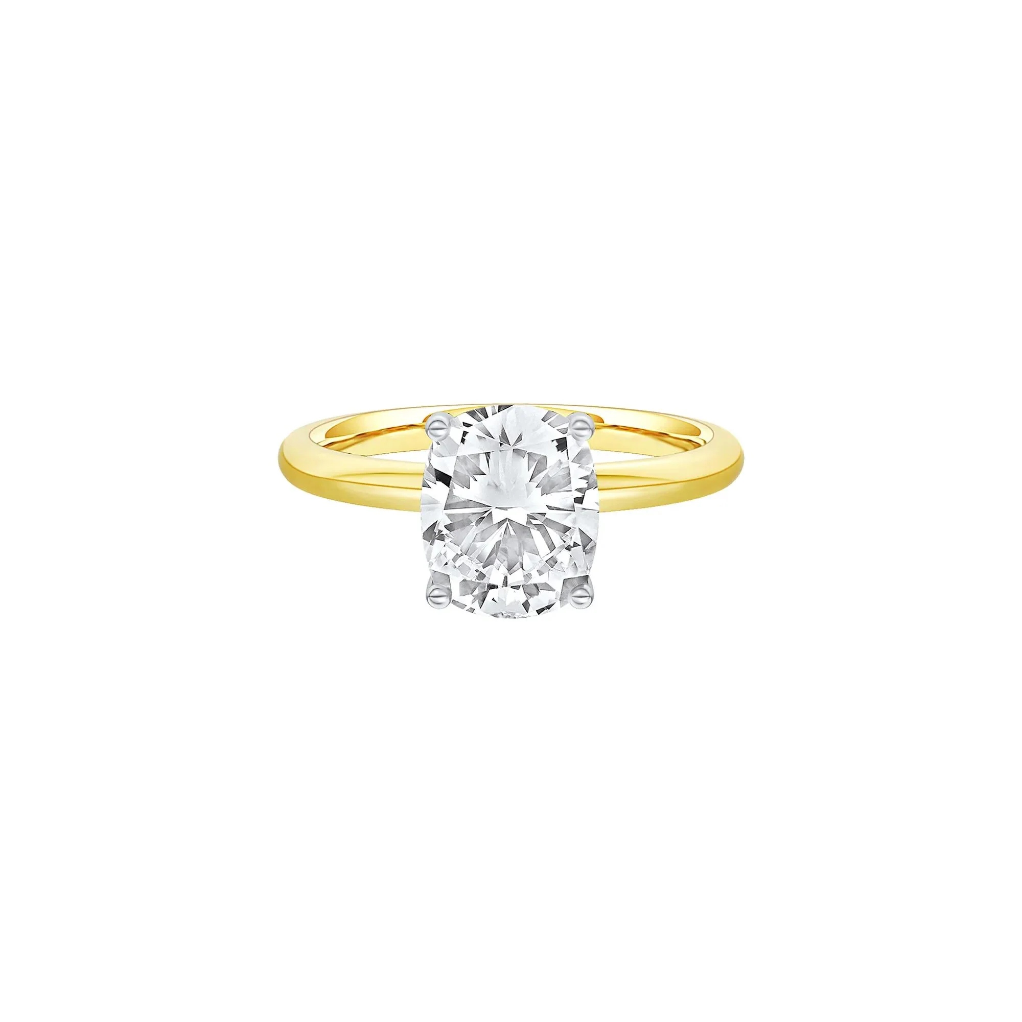 2 CT. Tw. Lab Grown Diamond Elongated Cushion-Cut Engagement Ring 14K Yellow and White Gold Size 7 2mm