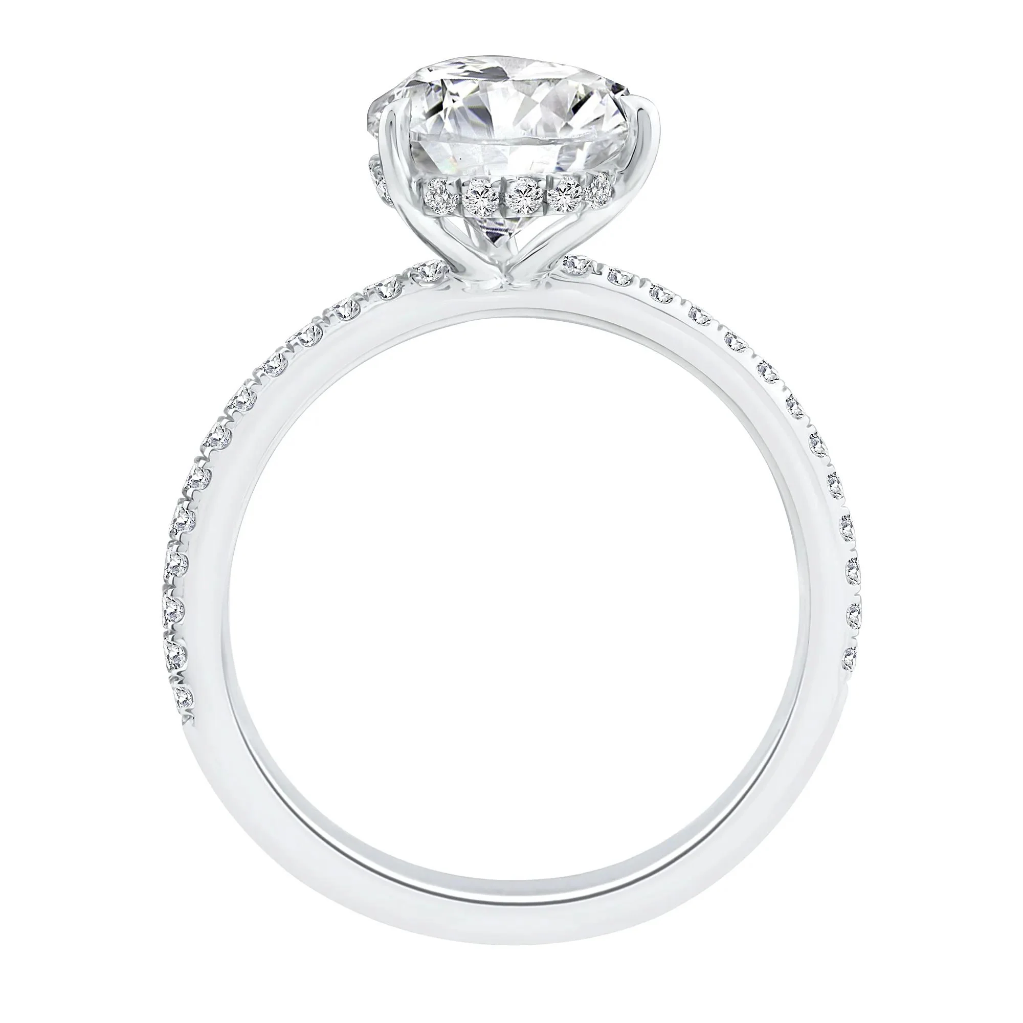 3 1/4 CT. Tw. Lab Grown Diamond Engagement Ring 14K White Gold Round Brilliant Cut Size 6 1mm - Image 2