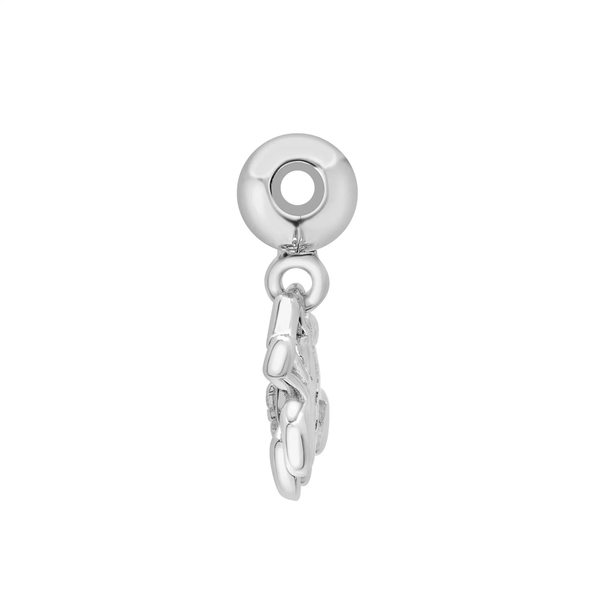 Diamond Accent Spider Bead Charm .925 Sterling Silver White Size 12.00mm - Image 2