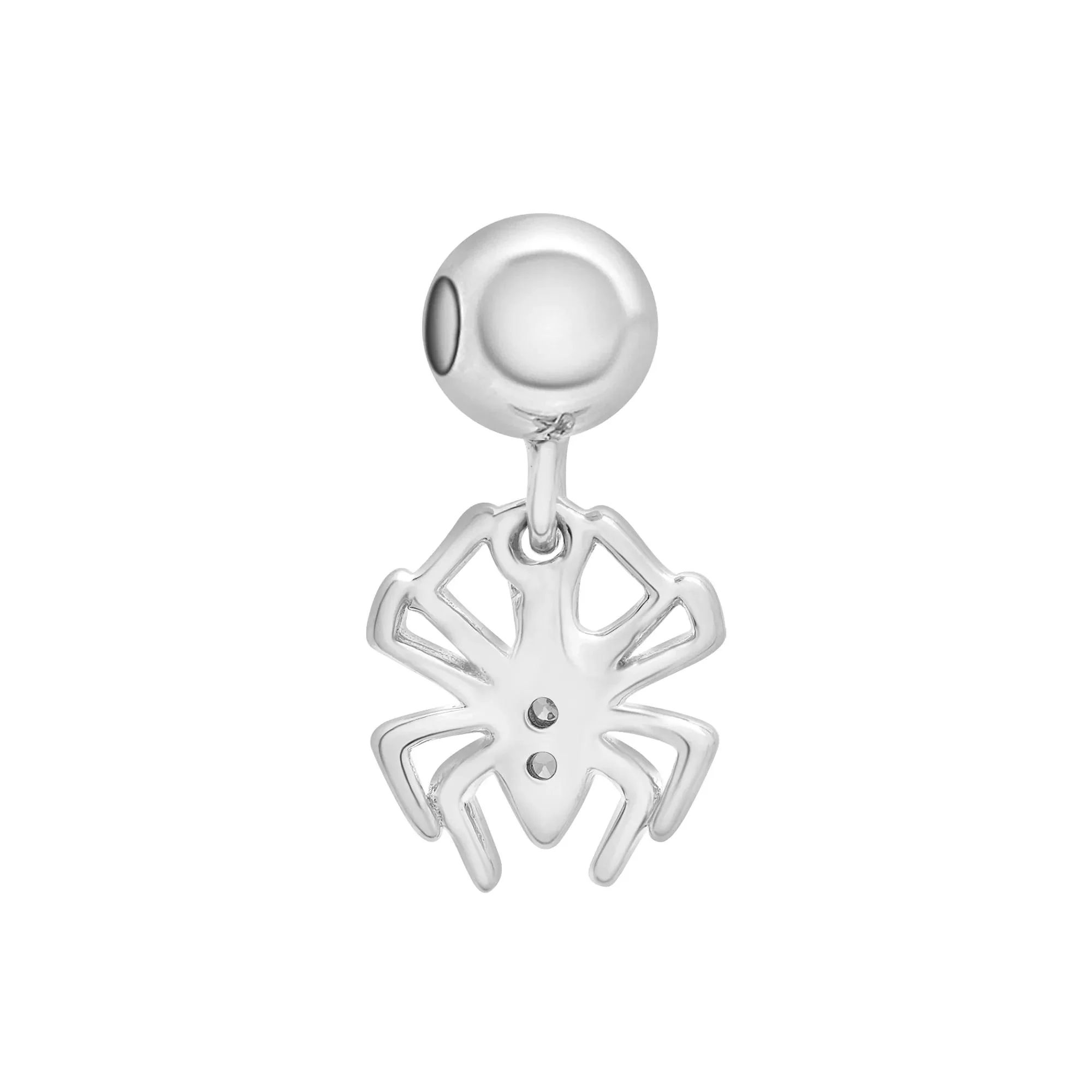 Diamond Accent Spider Bead Charm .925 Sterling Silver White Size 12.00mm - Image 3