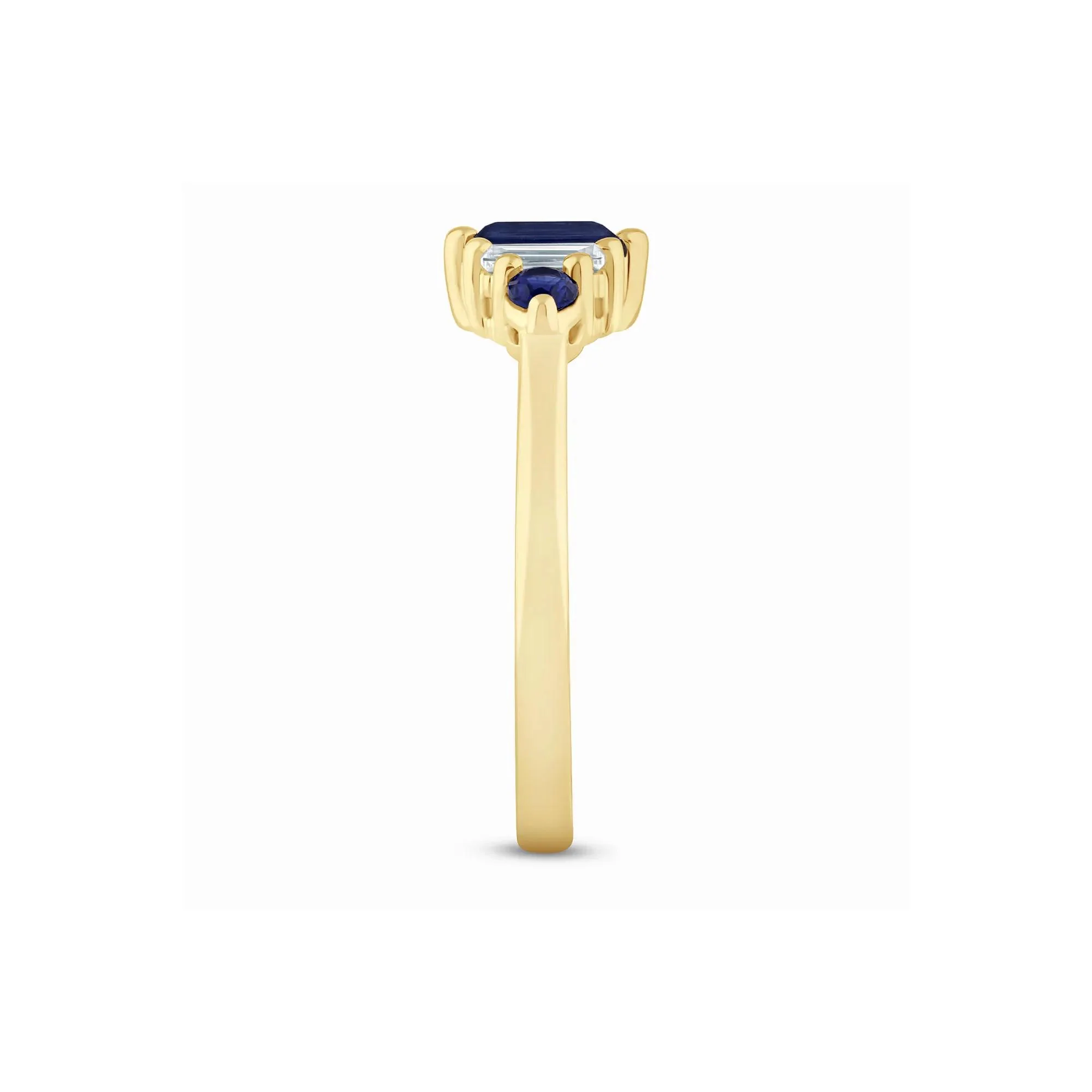 1/5 CT. Tw. Lab-Created Blue Sapphire and Lab Grown Diamond Ring 10K Yellow Gold Size 8 1.5mm - Image 3