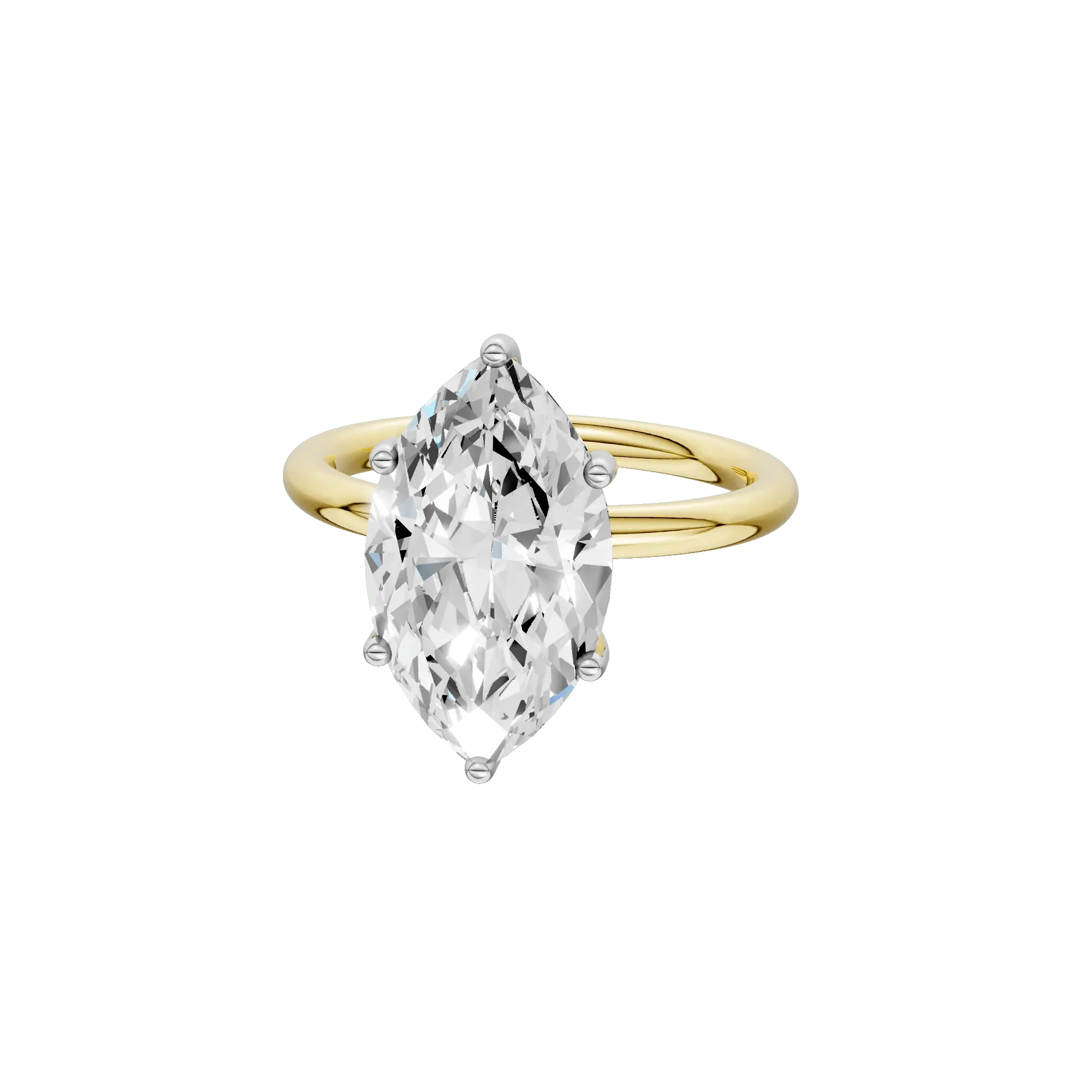 4 CT. Tw. Lab Grown Diamond Marquise Solitaire Engagement Ring 14K Yellow and White Gold Size 4.5 2mm - Image 2