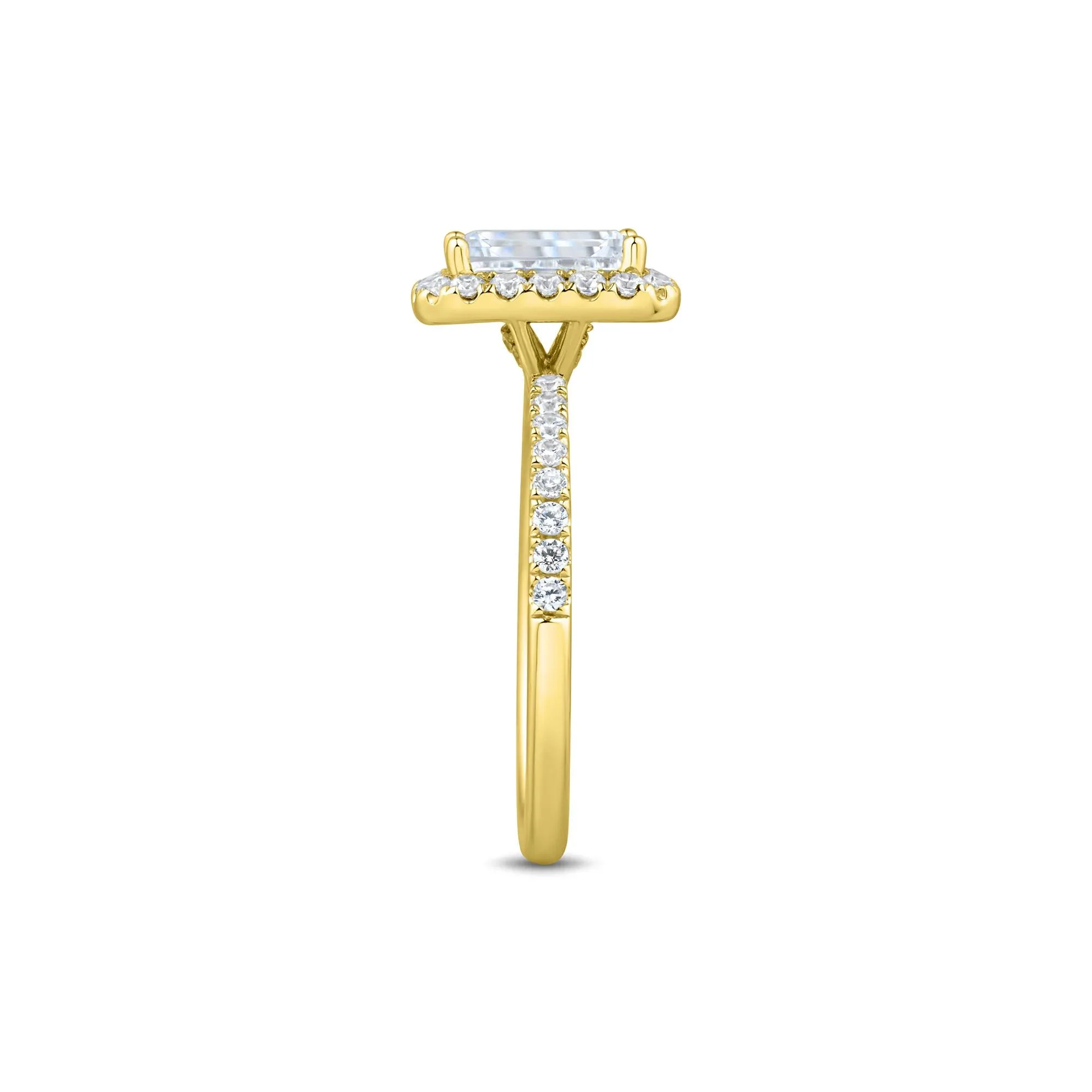 2 CT. Tw. Lab Grown Diamond Emerald-Cut Engagement Ring 14K Yellow Gold Size 6 1.5mm - Image 3
