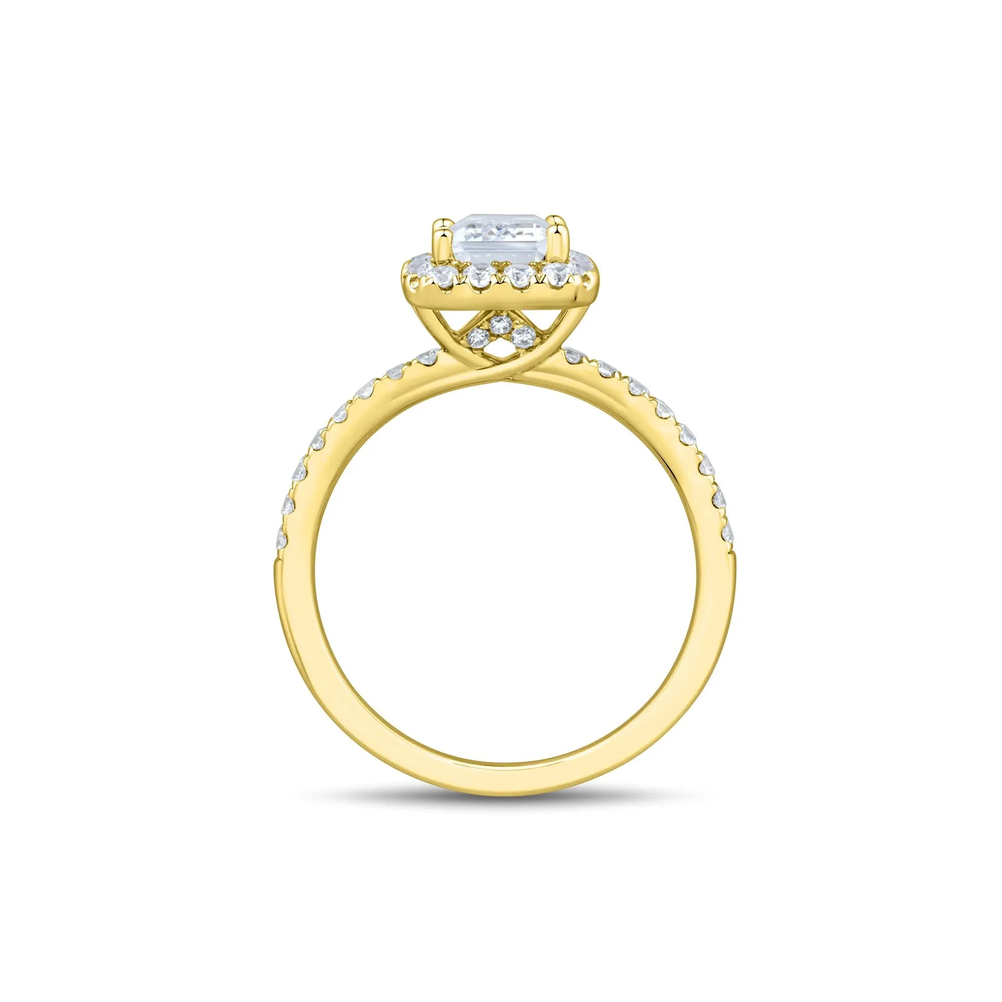 2 CT. Tw. Lab Grown Diamond Emerald-Cut Engagement Ring 14K Yellow Gold Size 8 1.5mm - Image 2