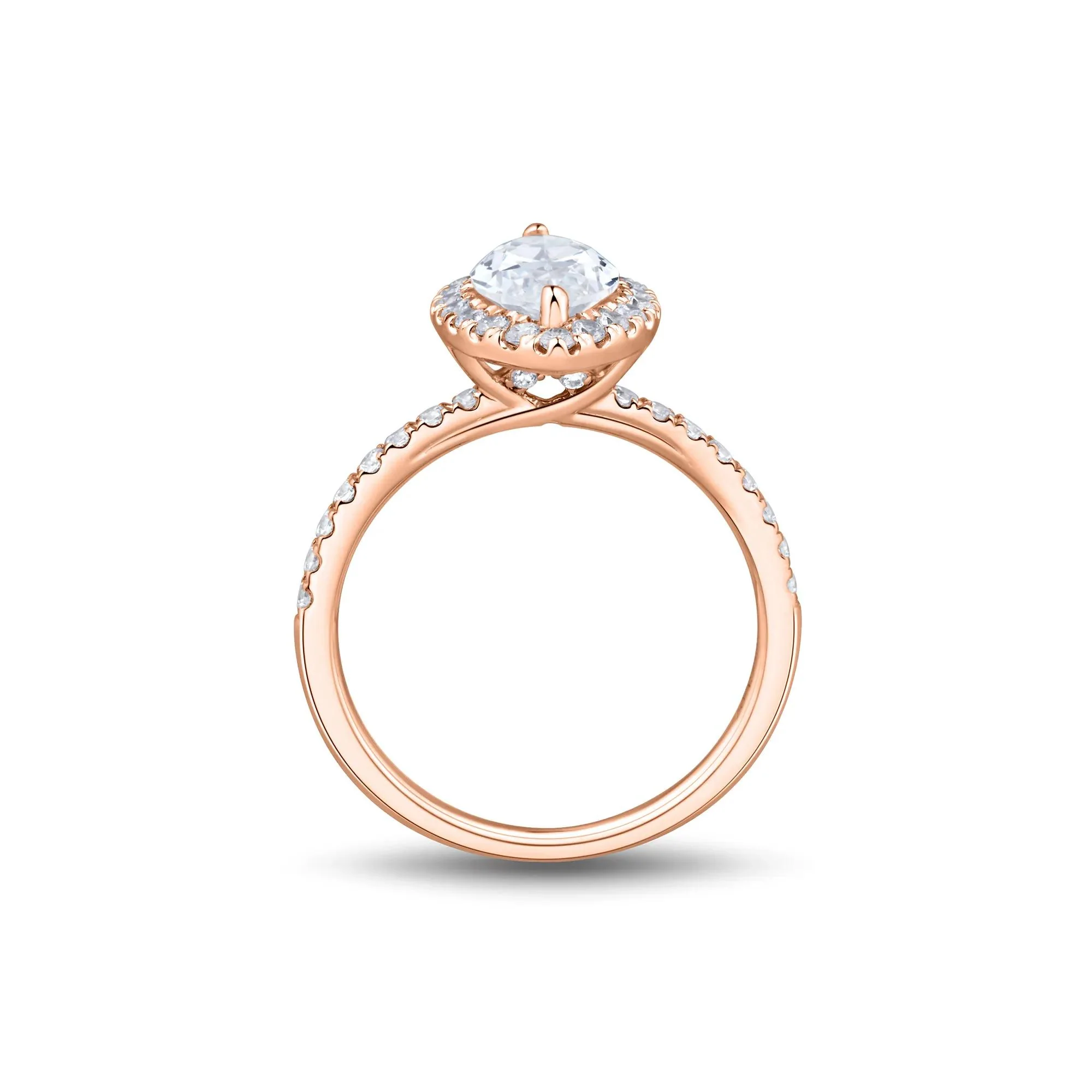 2 CT. Tw. Lab Grown Diamond Marquise-Cut Halo Engagement Ring 14K Rose Gold Size 8 1.5mm - Image 2
