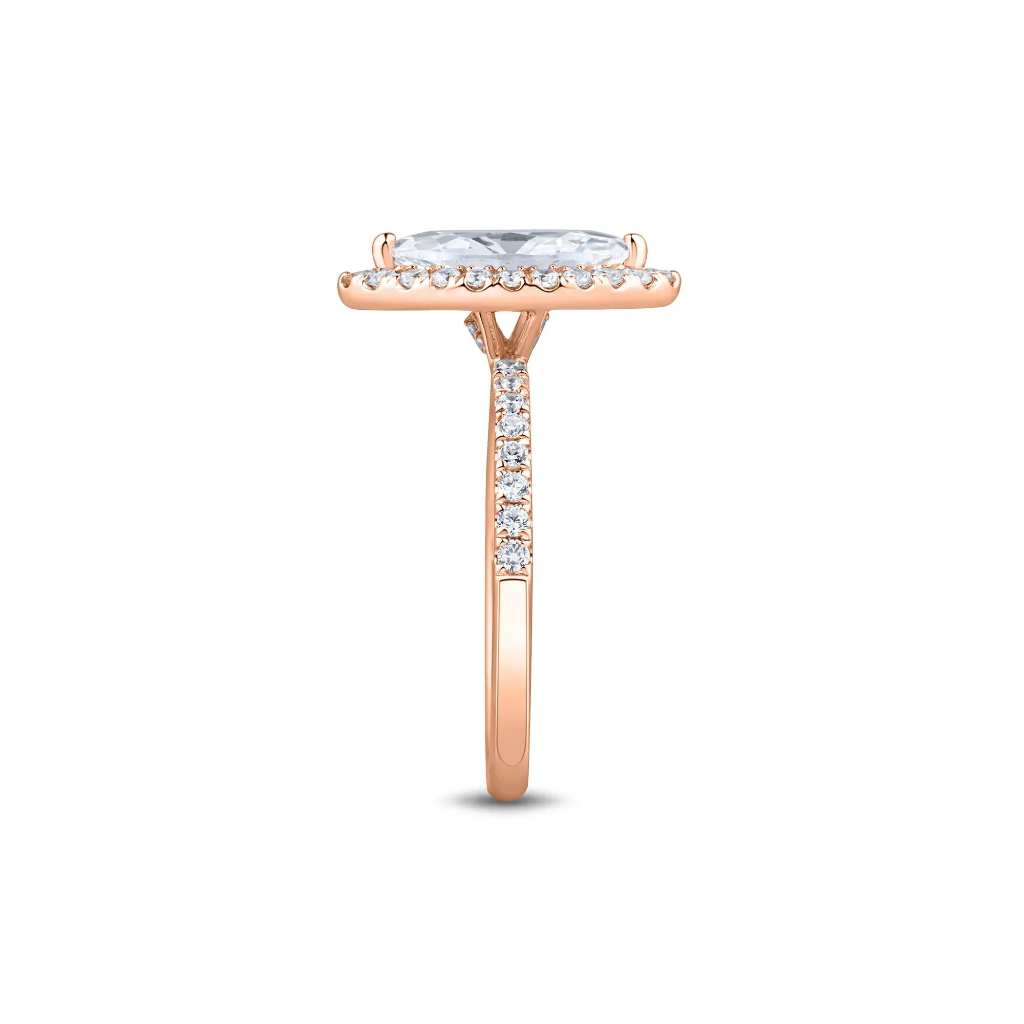 2 CT. Tw. Lab Grown Diamond Marquise-Cut Halo Engagement Ring 14K Rose Gold Size 9 1.5mm - Image 3