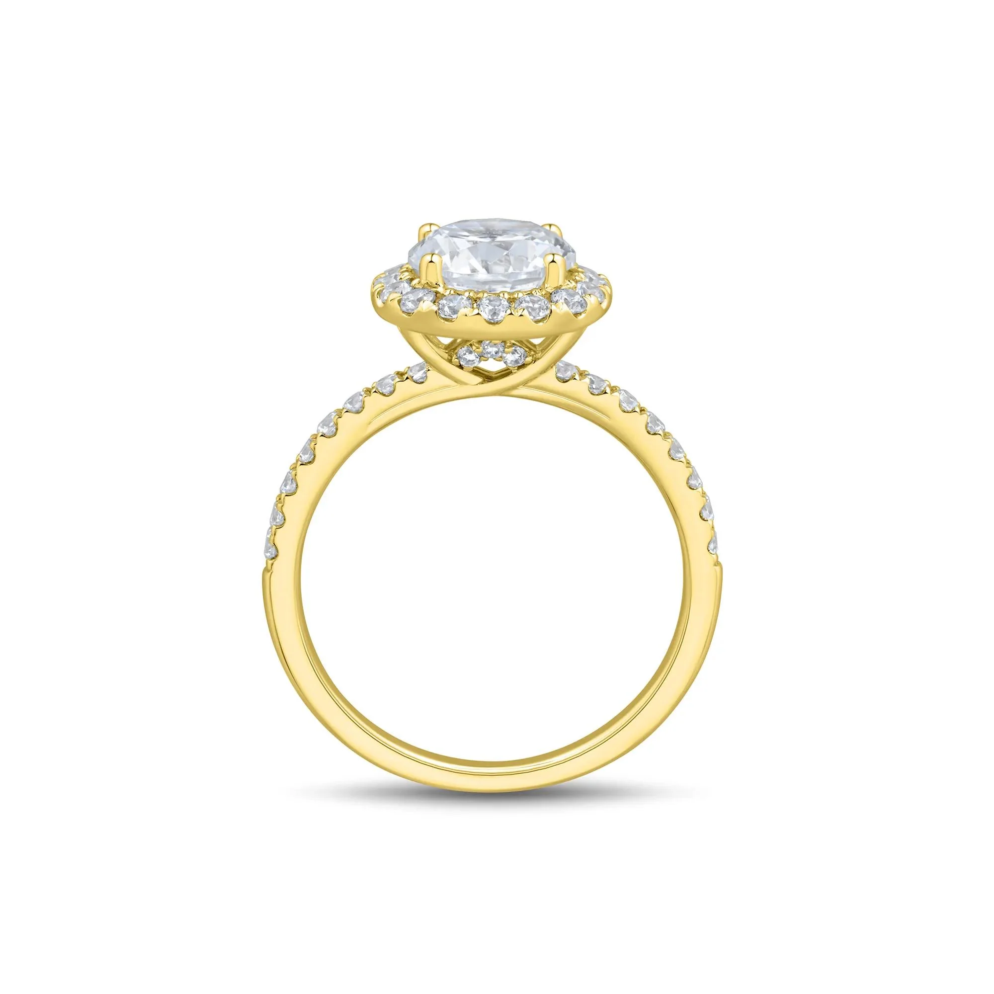 2 CT. Tw. Lab Grown Diamond Halo Engagement Ring 14K Yellow Gold Size 6 1mm - Image 2