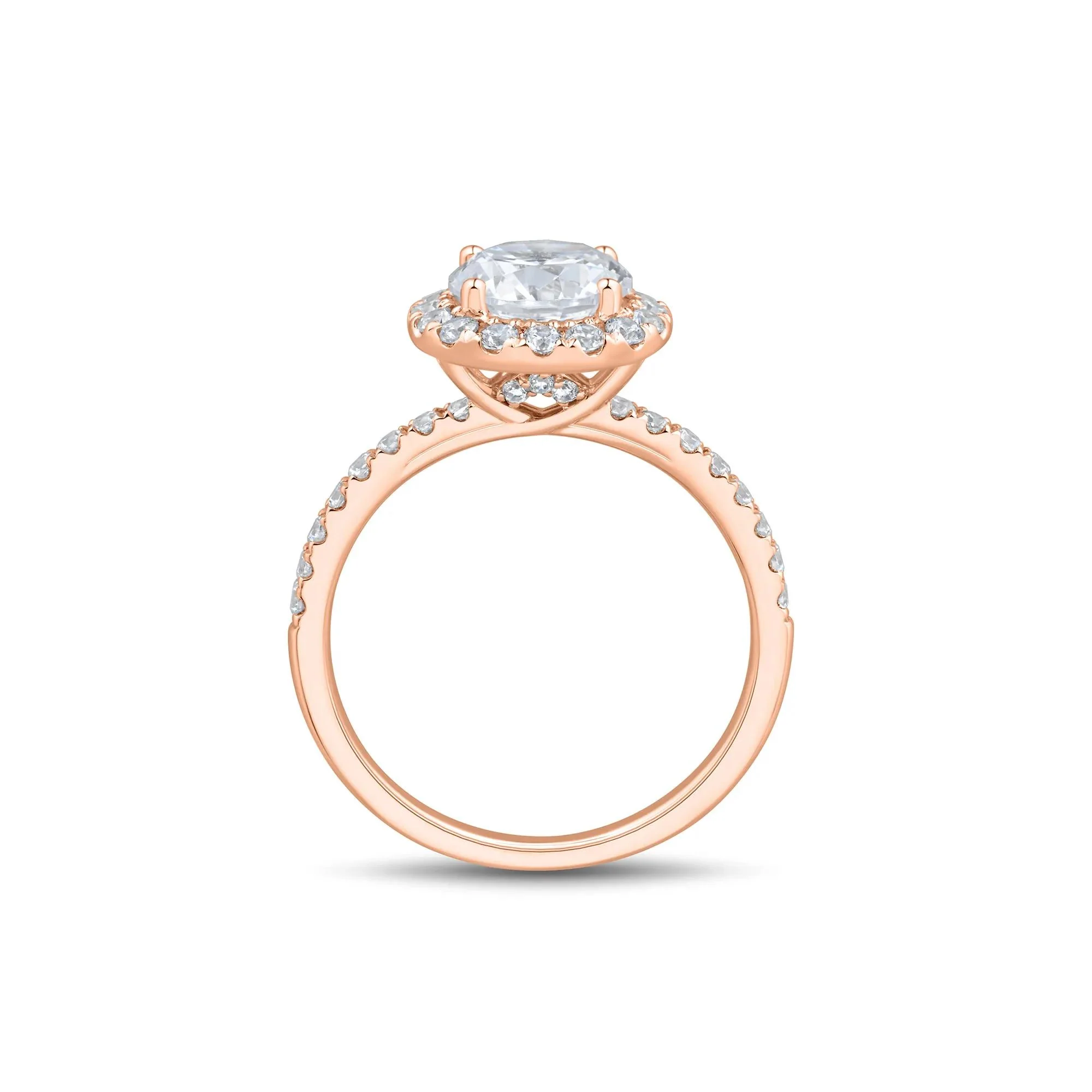 2 CT. Tw. Lab Grown Diamond Halo Engagement Ring 14K Rose Gold Size 5 1mm - Image 2