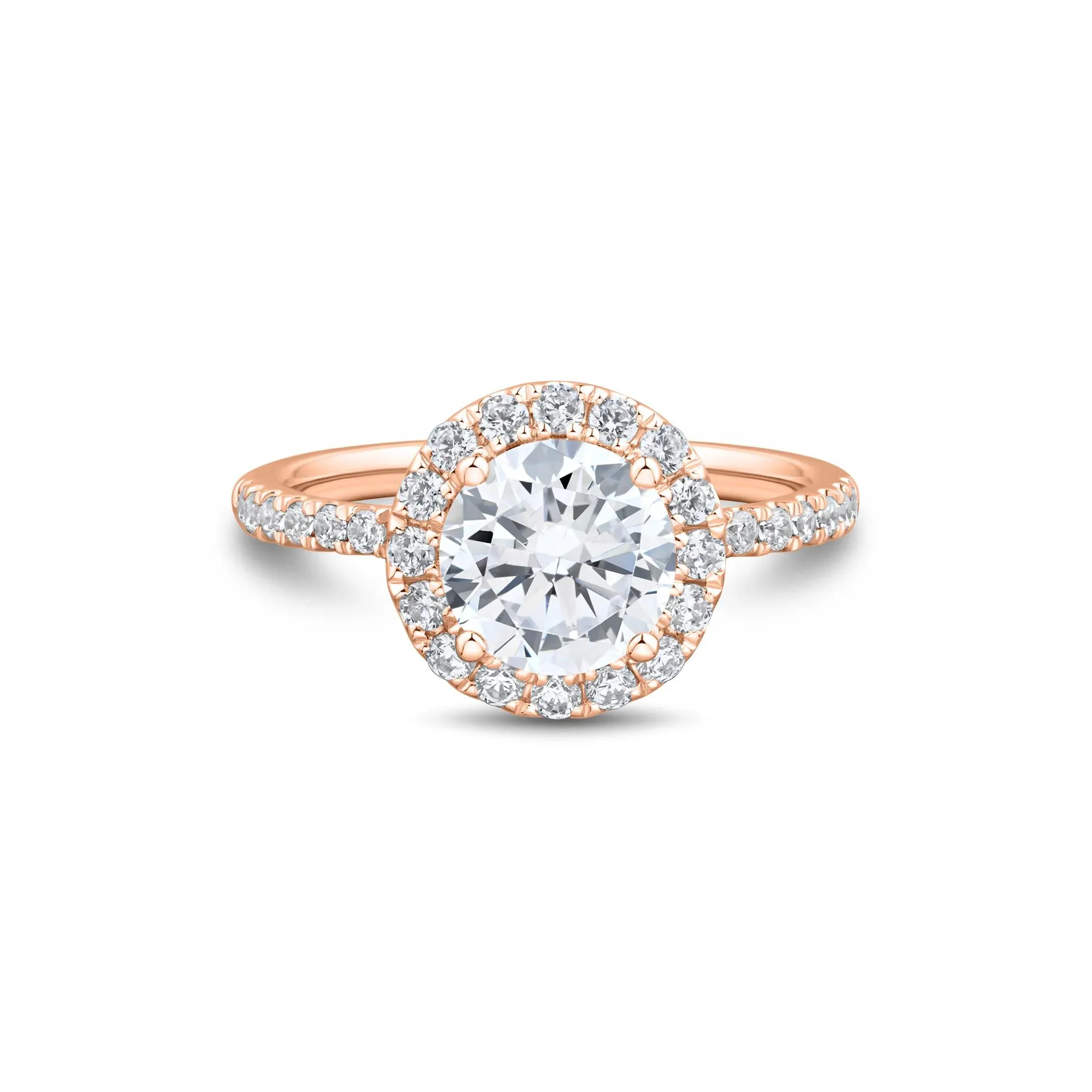 2 CT. Tw. Lab Grown Diamond Halo Engagement Ring 14K Rose Gold Size 5.5 1mm