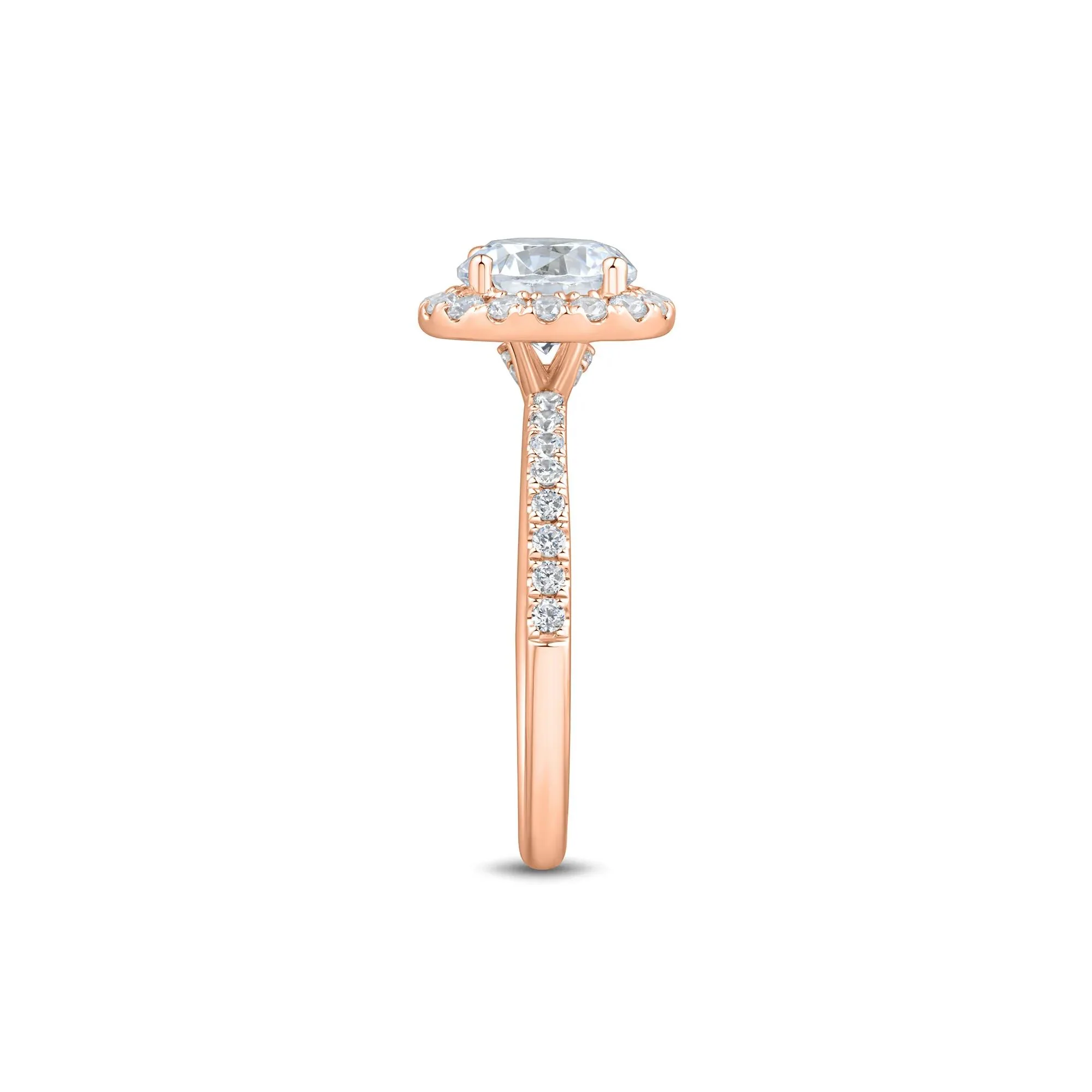 2 CT. Tw. Lab Grown Diamond Halo Engagement Ring 14K Rose Gold Size 7 1mm - Image 3