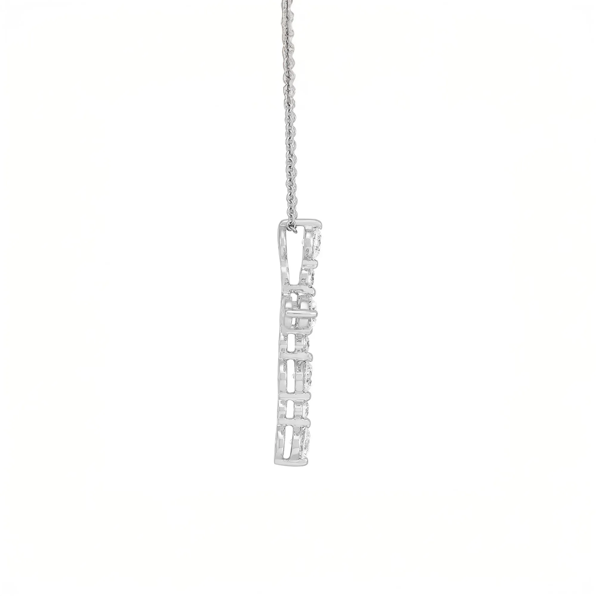 1 CT. Tw. Lab Grown Diamond Cross Pendant Necklace 14K White Gold Size 18" - Image 2