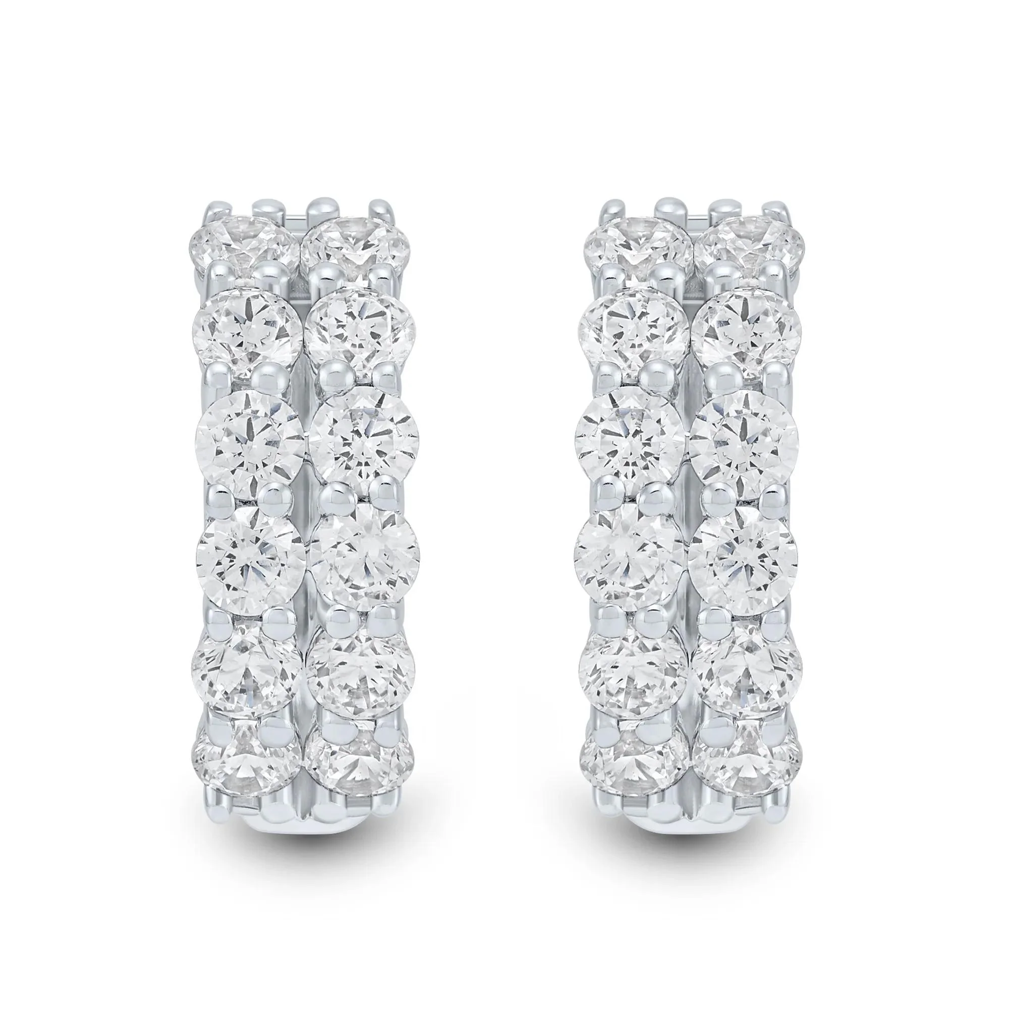 1/2 CT. Tw. Lab Grown Diamond Two-Row Hoop Earrings 10K White Gold Size 11.00mm - Image 2