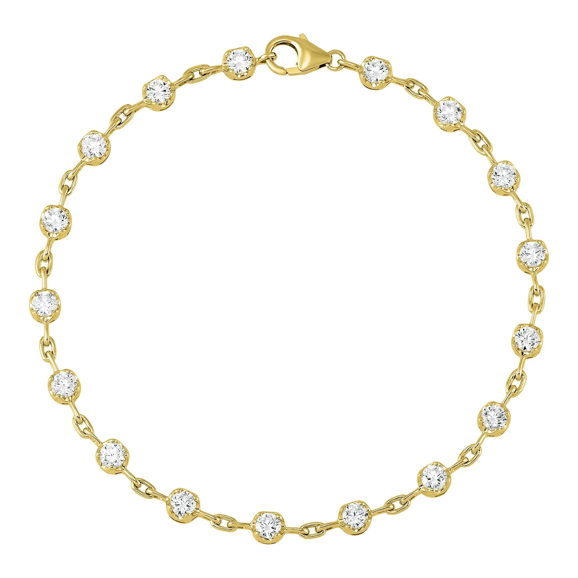 2 CT. Tw. Lab Grown Diamond Tennis Bracelet 10K Yellow Gold Size 7.25" - Image 2
