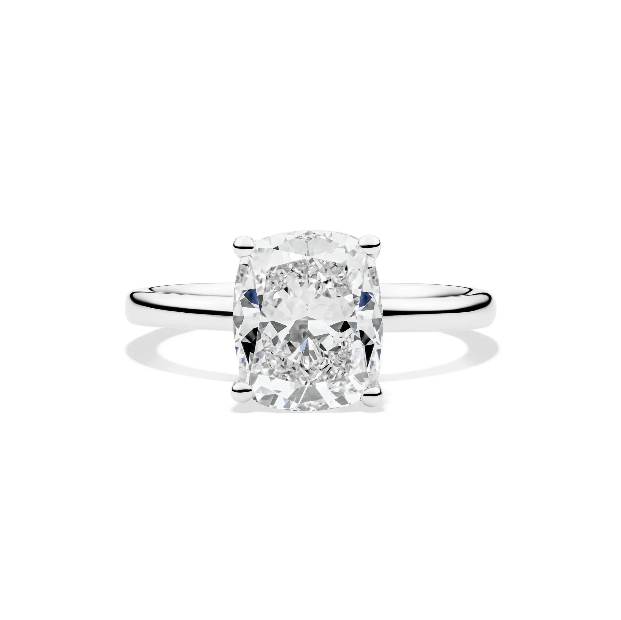 Lab Grown Diamond Elongated Cushion Solitaire Engagement Ring 14K White Gold (3 CT.) Size 4.5 2mm