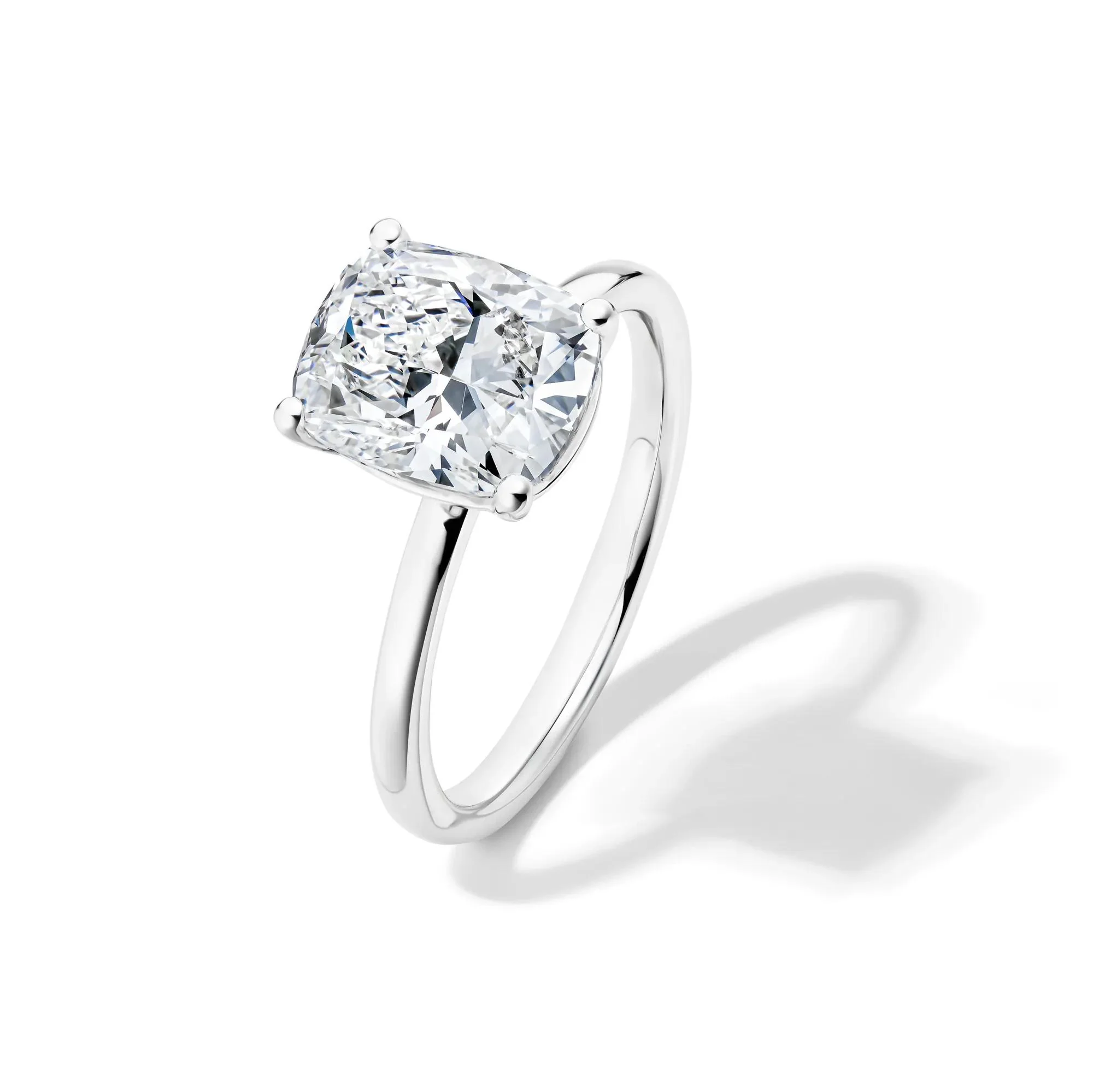 Lab Grown Diamond Elongated Cushion Solitaire Engagement Ring 14K White Gold (3 CT.) Size 5.5 2mm - Image 4