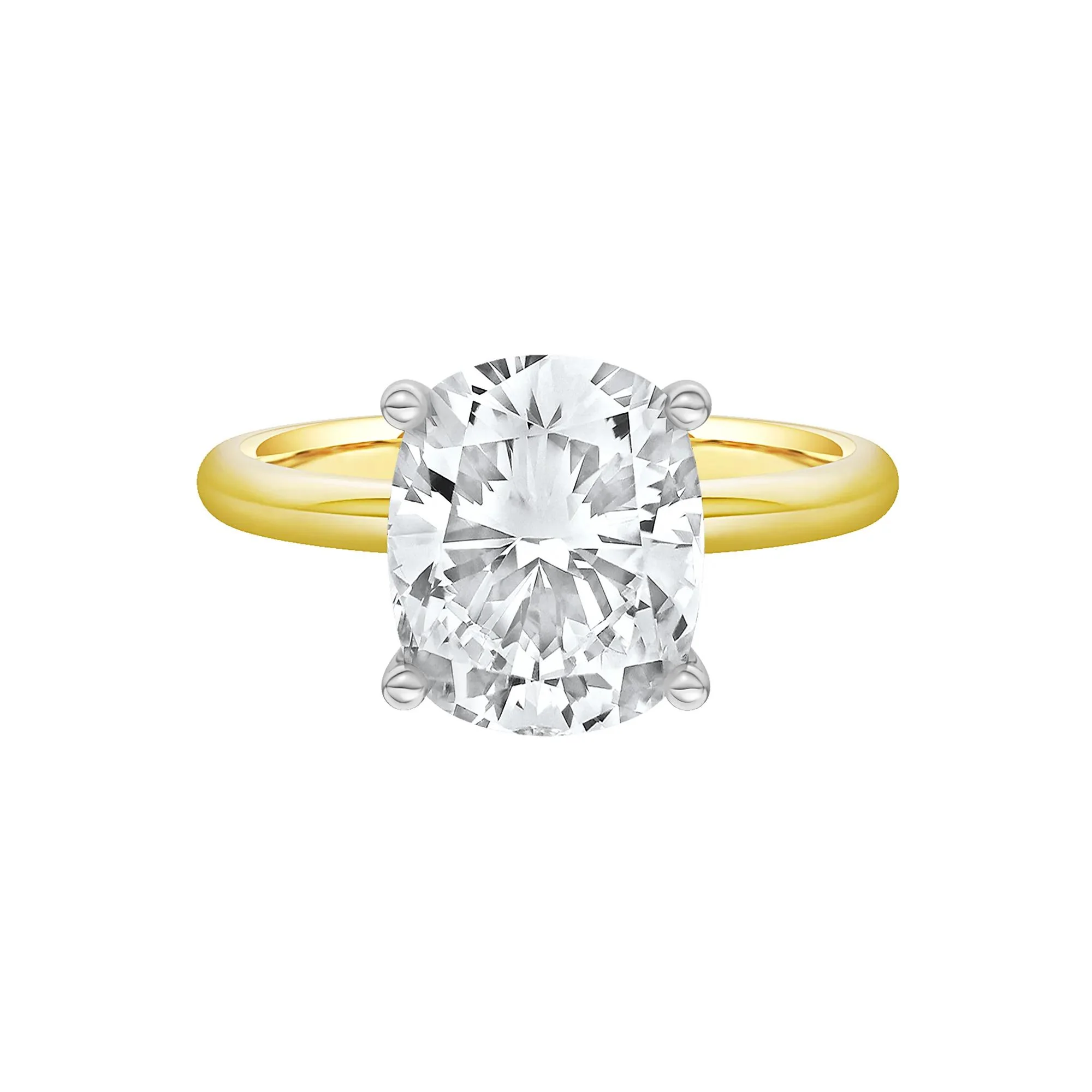 3 CT. Tw. Lab Grown Diamond Elongated Cushion-Cut Engagement Ring 14K Yellow and White Gold Size 7.5 2mm