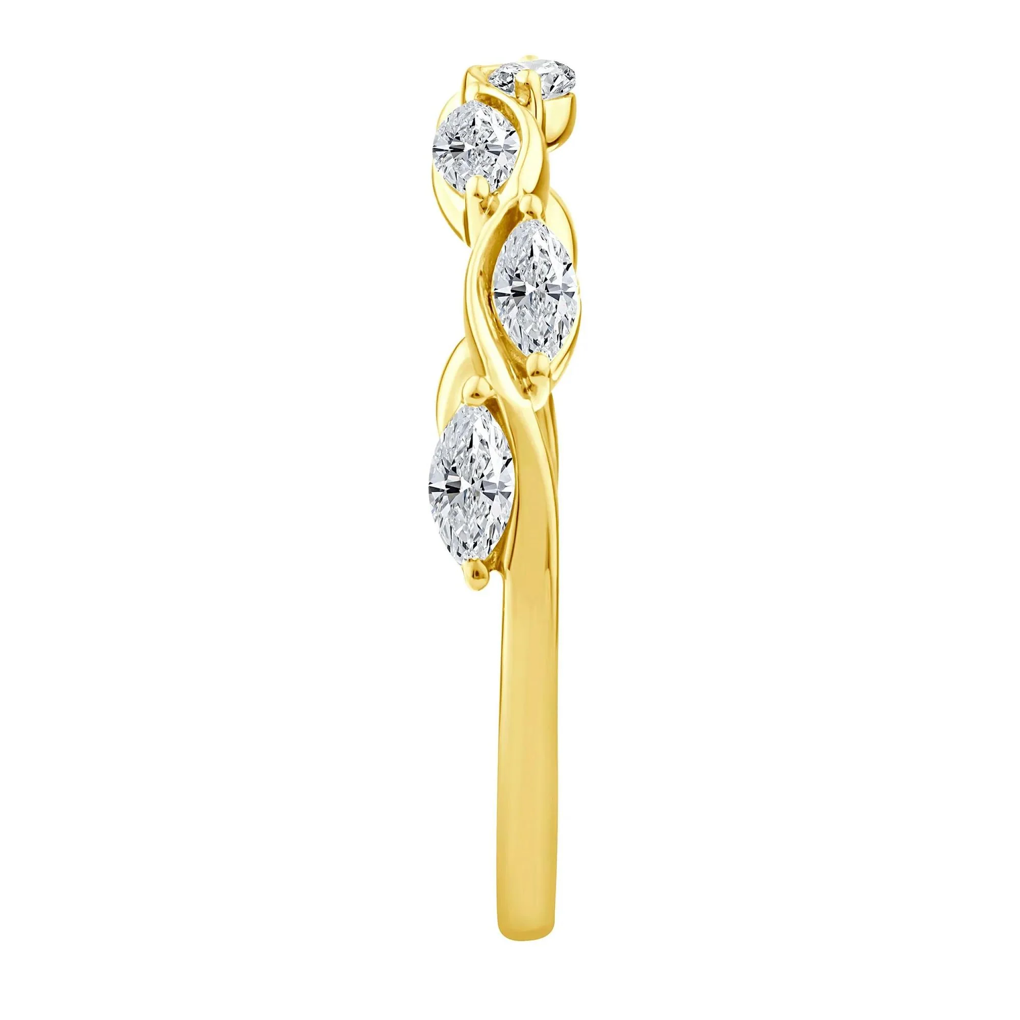 1/2 CT. Tw. Lab Grown Diamond Marquise Stack Band Ring 10K Yellow Gold Size 8.5 1.5mm - Image 3