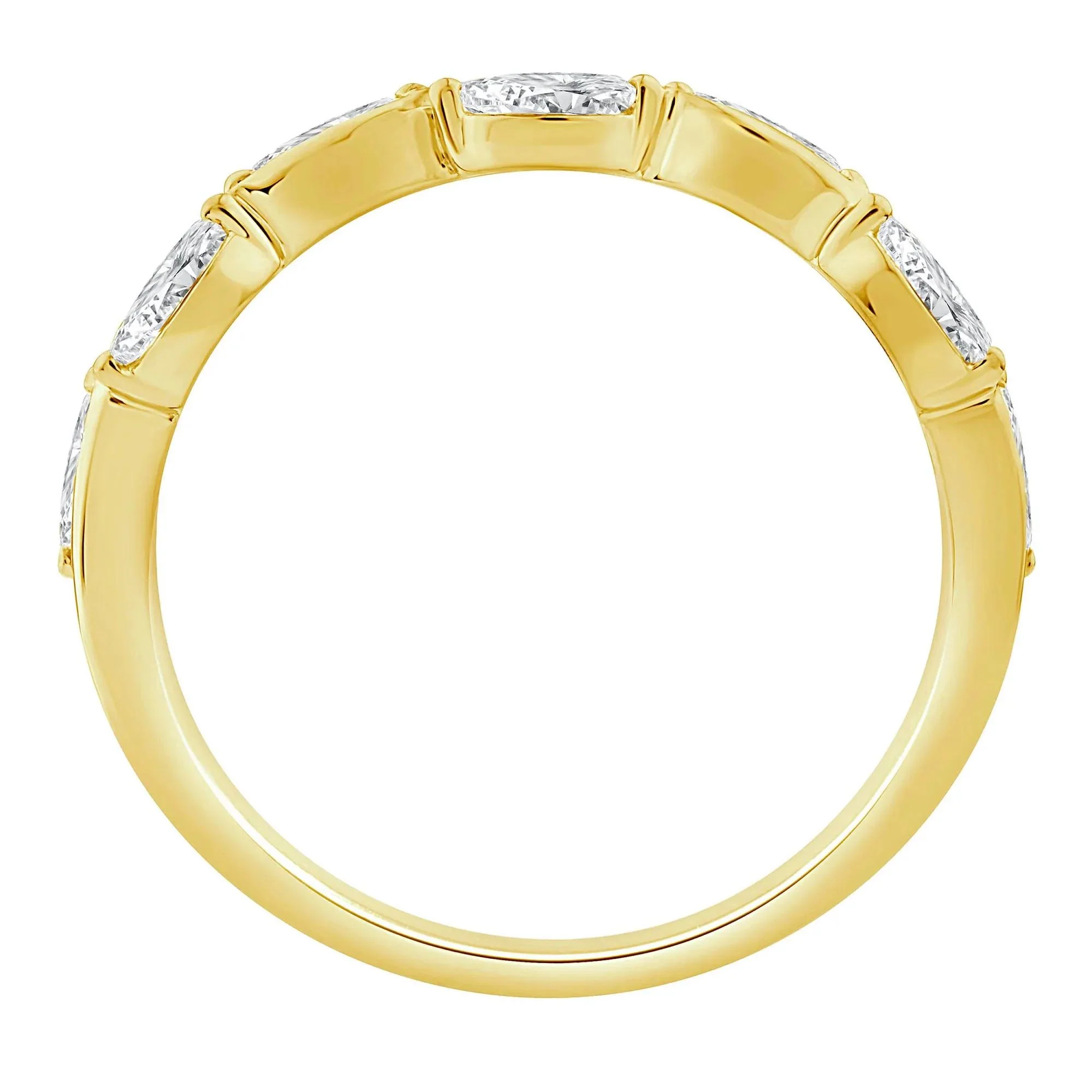 1/2 CT. Tw. Lab Grown Diamond Marquise Stack Band Ring 10K Yellow Gold Size 9 1.5mm - Image 2