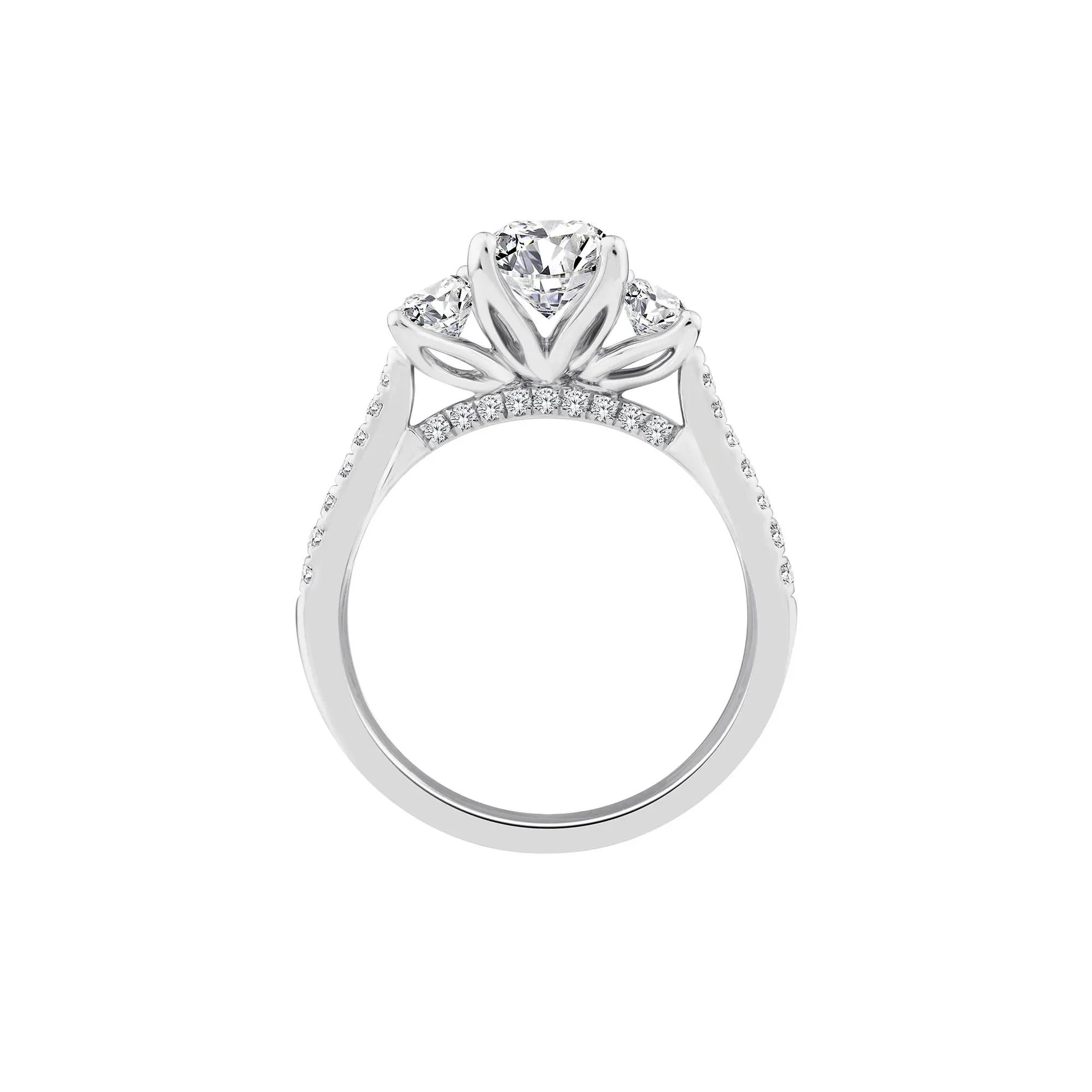 3 1/4 CT. Tw. Lab Grown Diamond Emerald-Cut Three-Stone Engagement Ring 14K White Gold Size 9 - Image 2