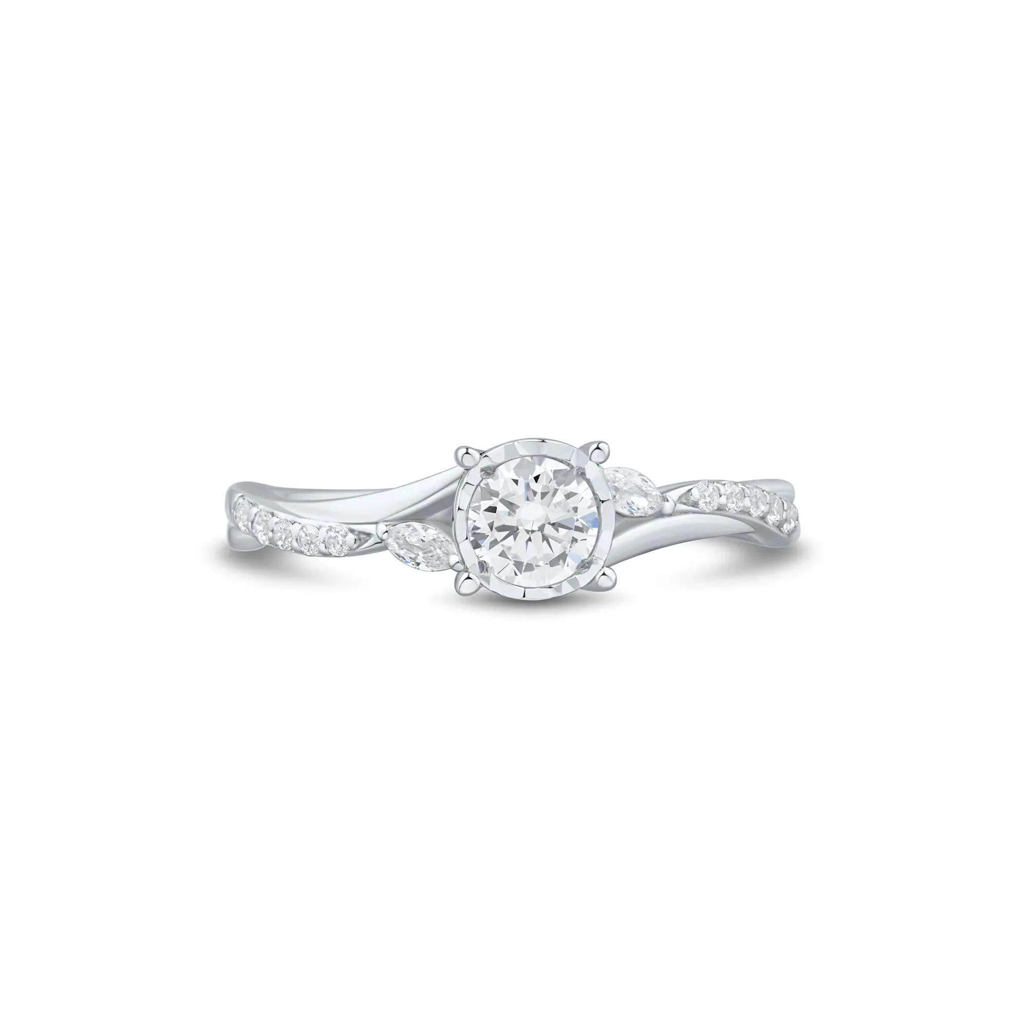 1/2 CT. Tw. Lab Grown Diamond Promise Ring 10K White Gold Size 8 1mm