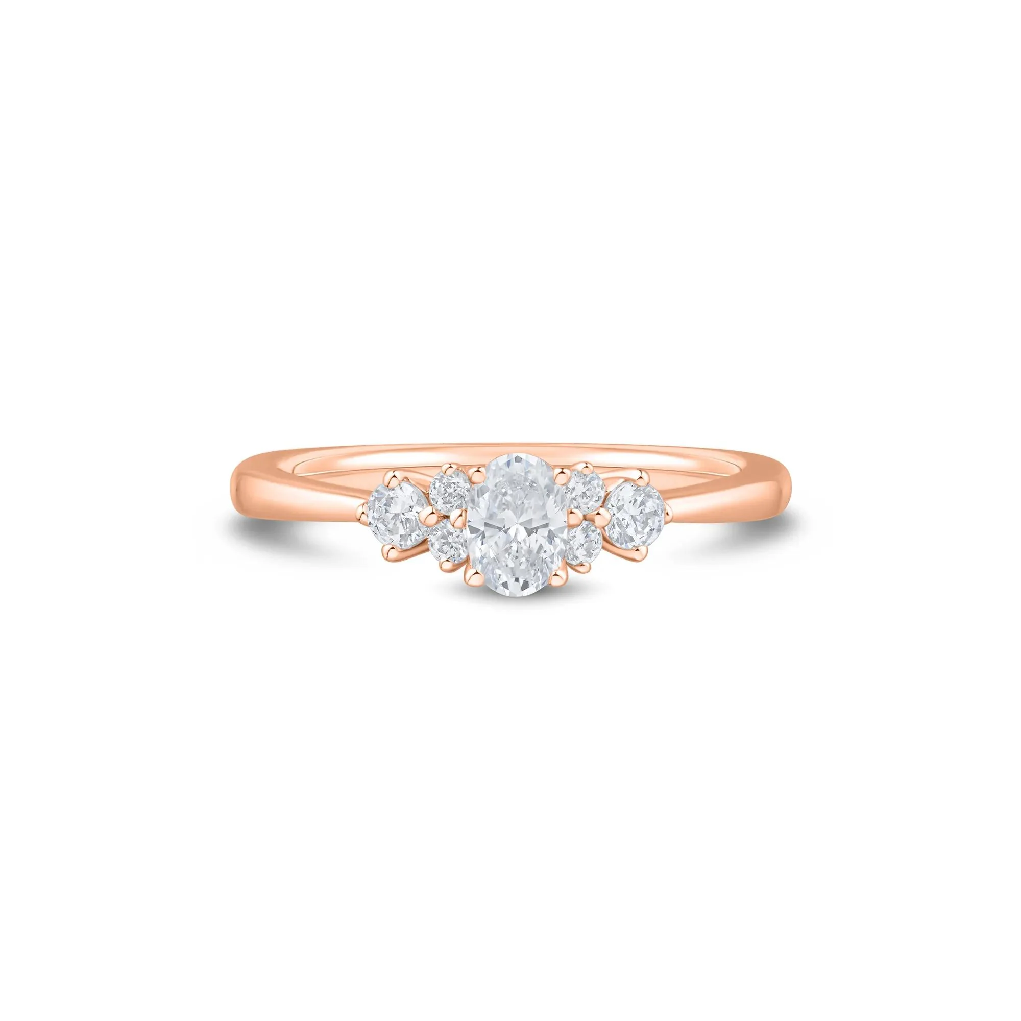 1/2 CT. Tw. Lab Grown Diamond Oval Cluster Promise Ring 10K Rose Gold Size 5.5 1mm