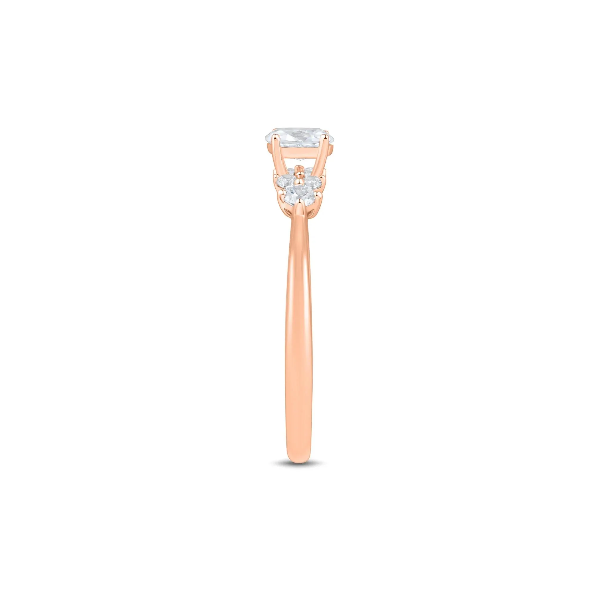 1/2 CT. Tw. Lab Grown Diamond Oval Cluster Promise Ring 10K Rose Gold Size 6.5 1mm - Image 2
