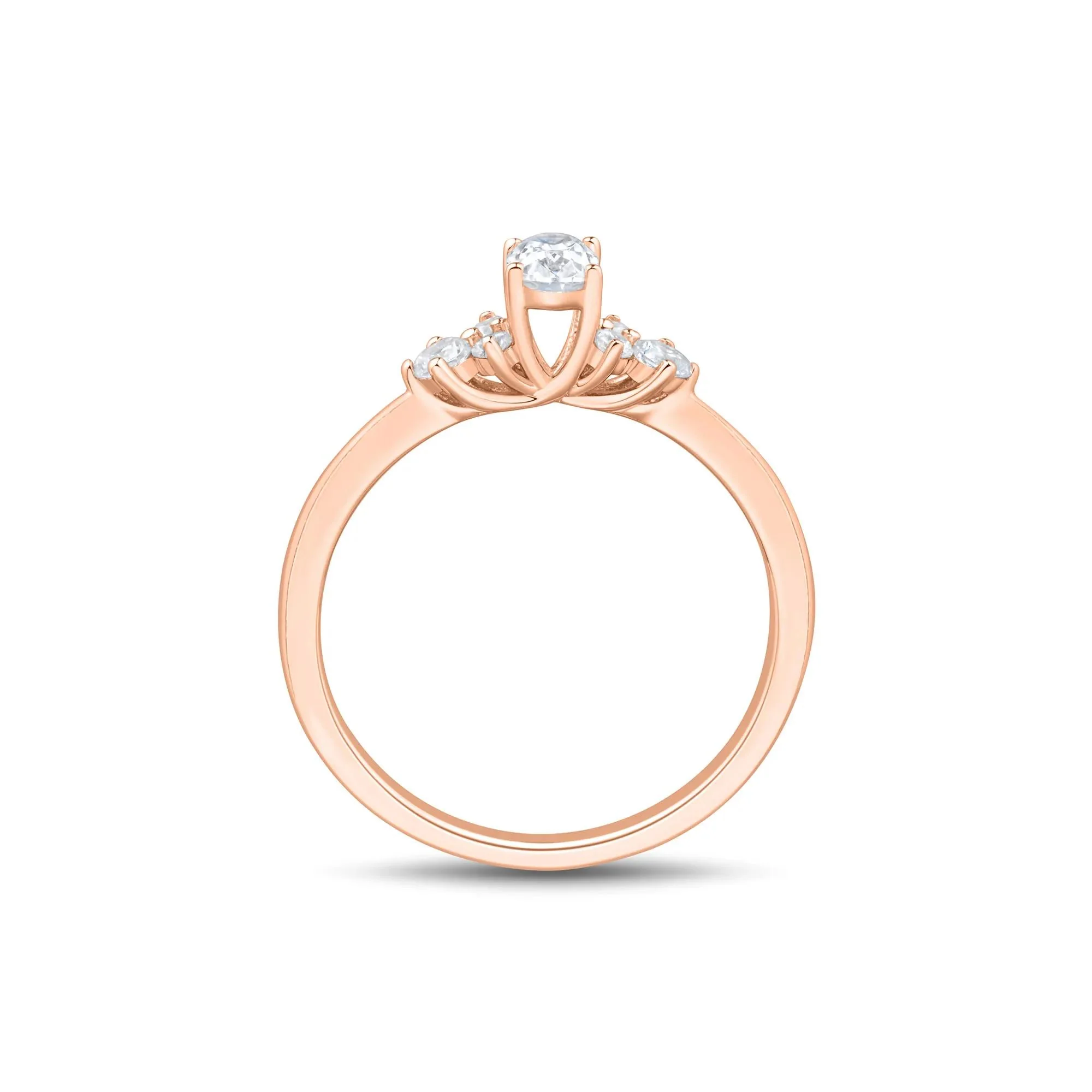 1/2 CT. Tw. Lab Grown Diamond Oval Cluster Promise Ring 10K Rose Gold Size 9 1mm - Image 3