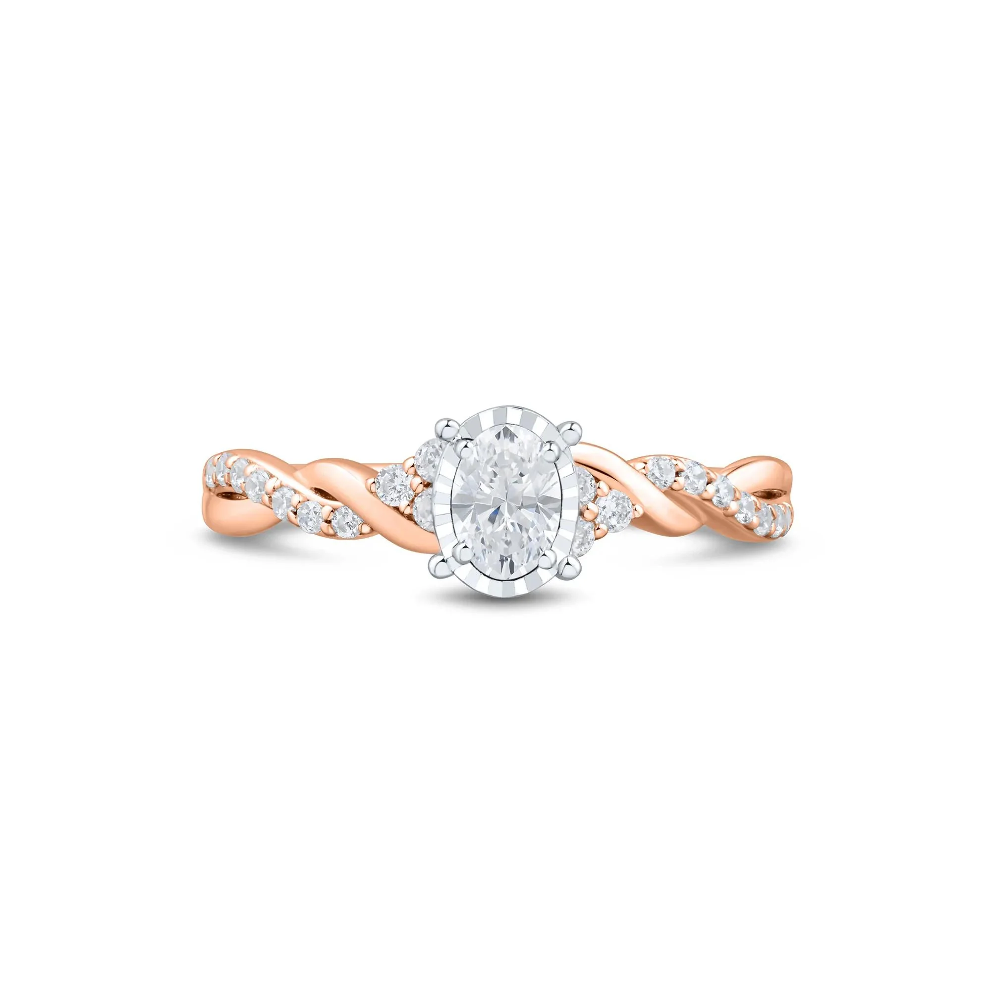 1/2 CT. Tw. Lab Grown Diamond Promise Ring 10K Rose Gold Size 7 1mm