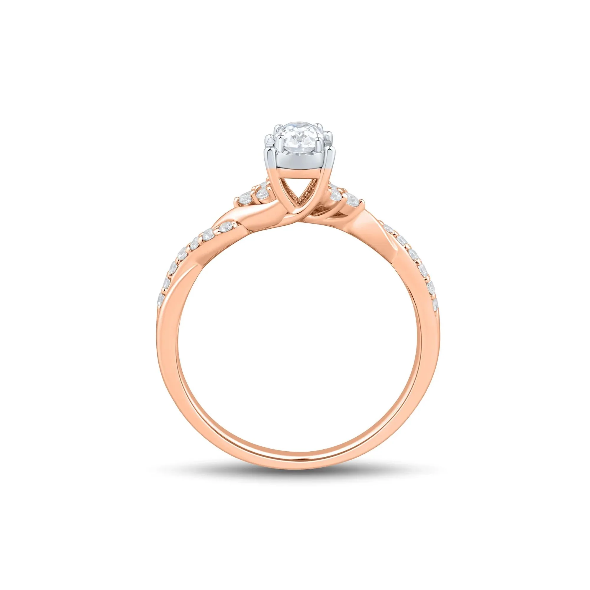 1/2 CT. Tw. Lab Grown Diamond Promise Ring 10K Rose Gold Size 7 1mm - Image 2