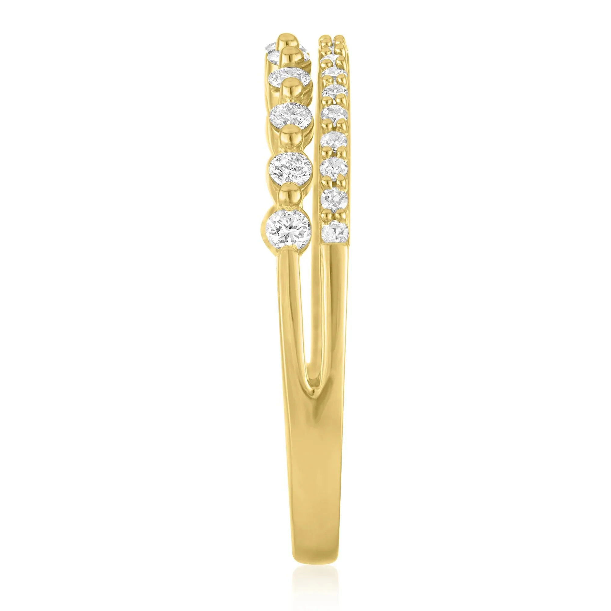 1/3 CT. Tw. Diamond Double-Row Ring 10K Yellow Gold Size 7 1mm - Image 2