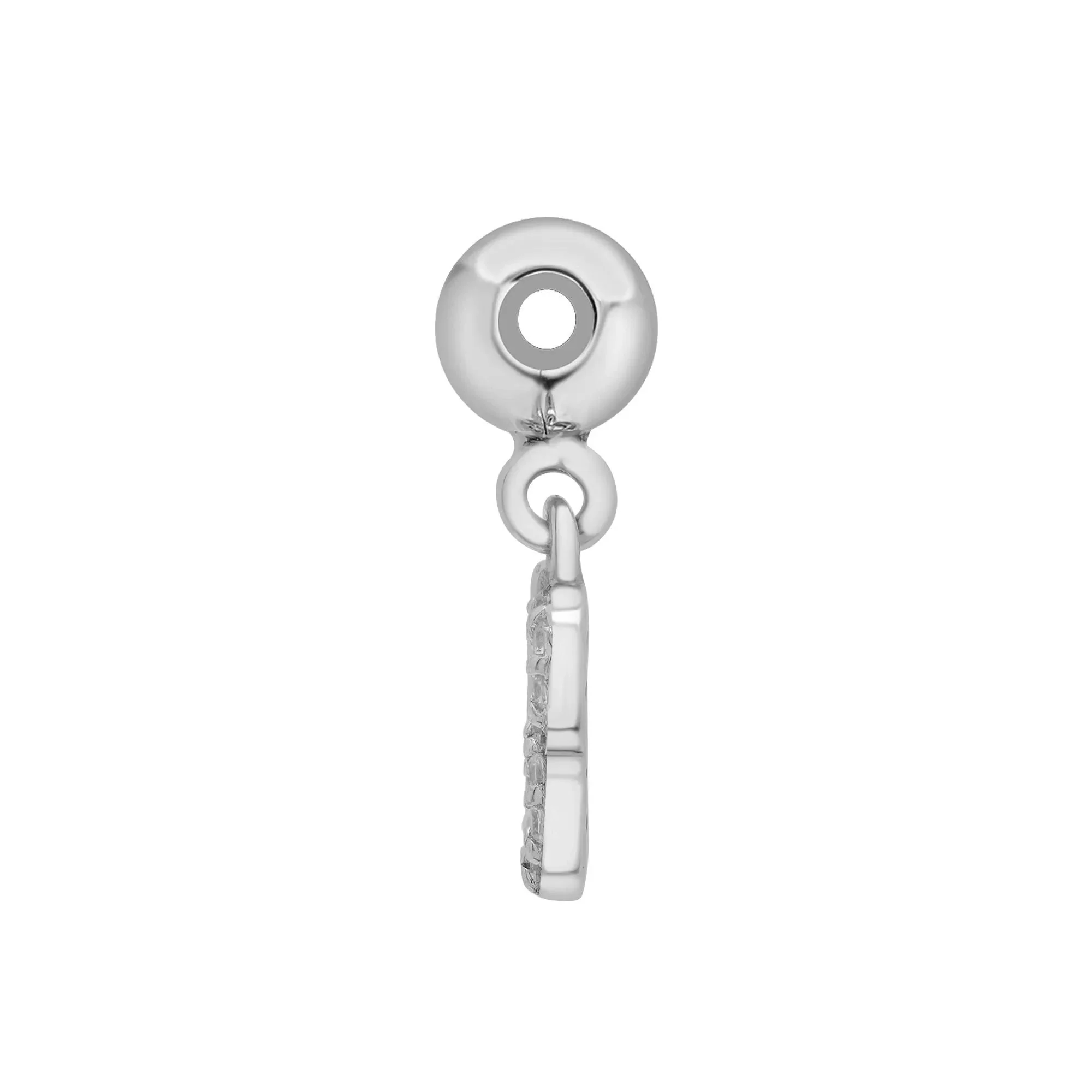 Diamond Accent Lucky Number 13 Bead Charm .925 Sterling Silver White Size 12.00mm - Image 2