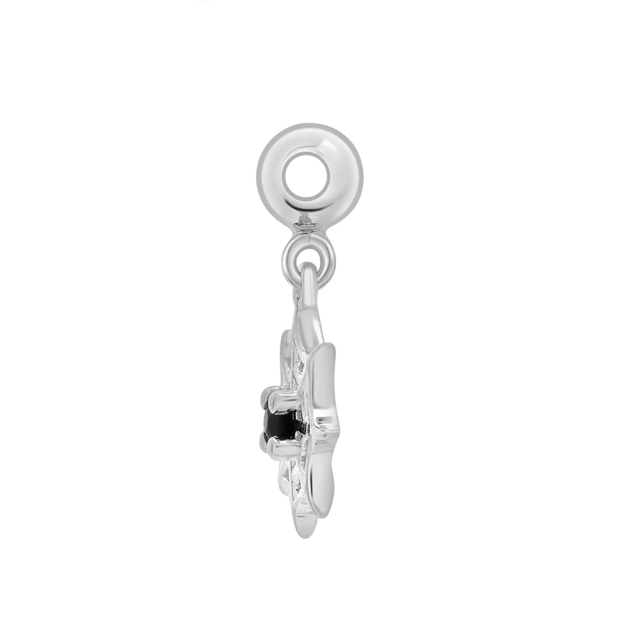Black Onyx Spiderweb Bead Charm .925 Sterling Silver White Size 14.50mm - Image 2