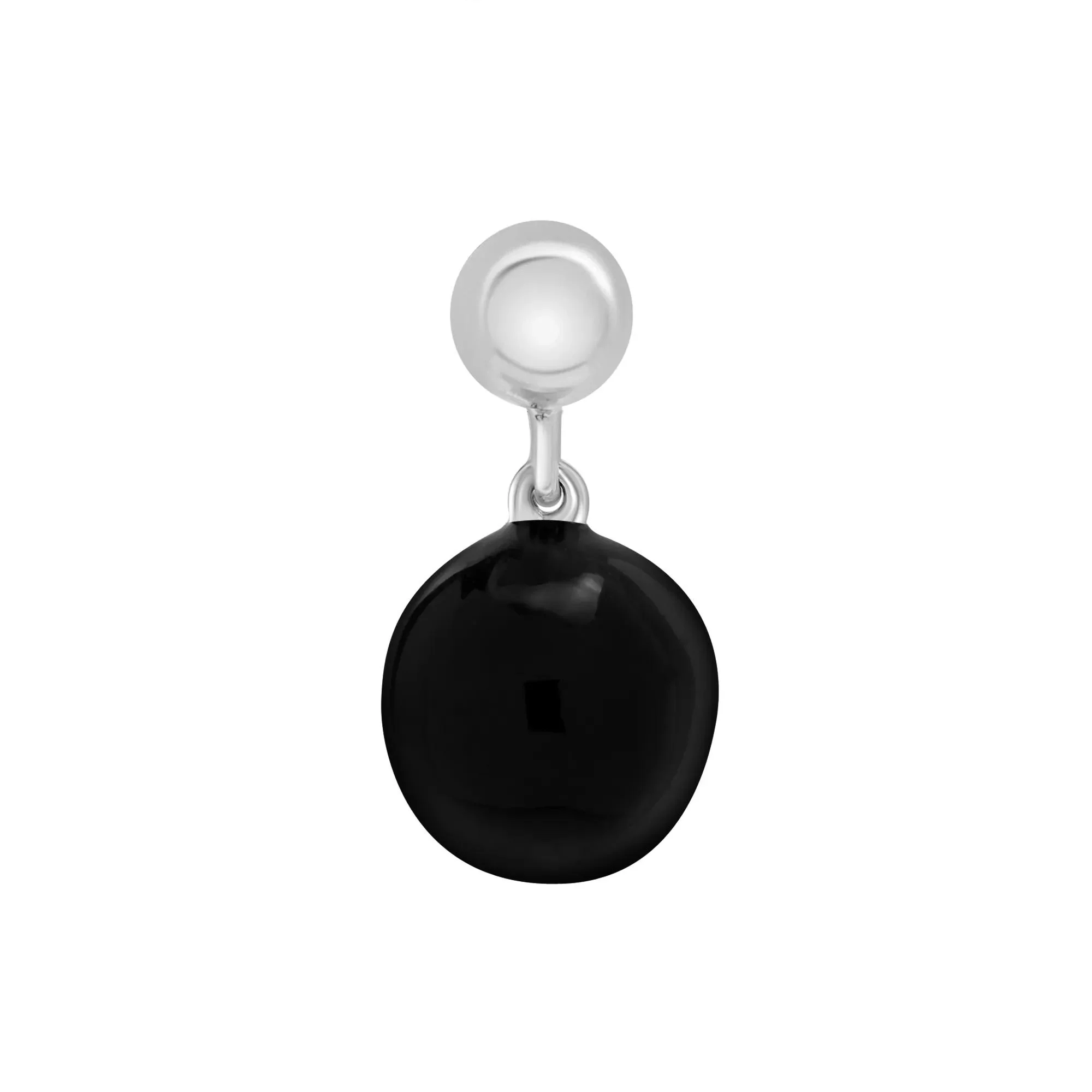 Black Enamel 8-Ball Bead Charm .925 Sterling Silver White Size 14.00mm - Image 3