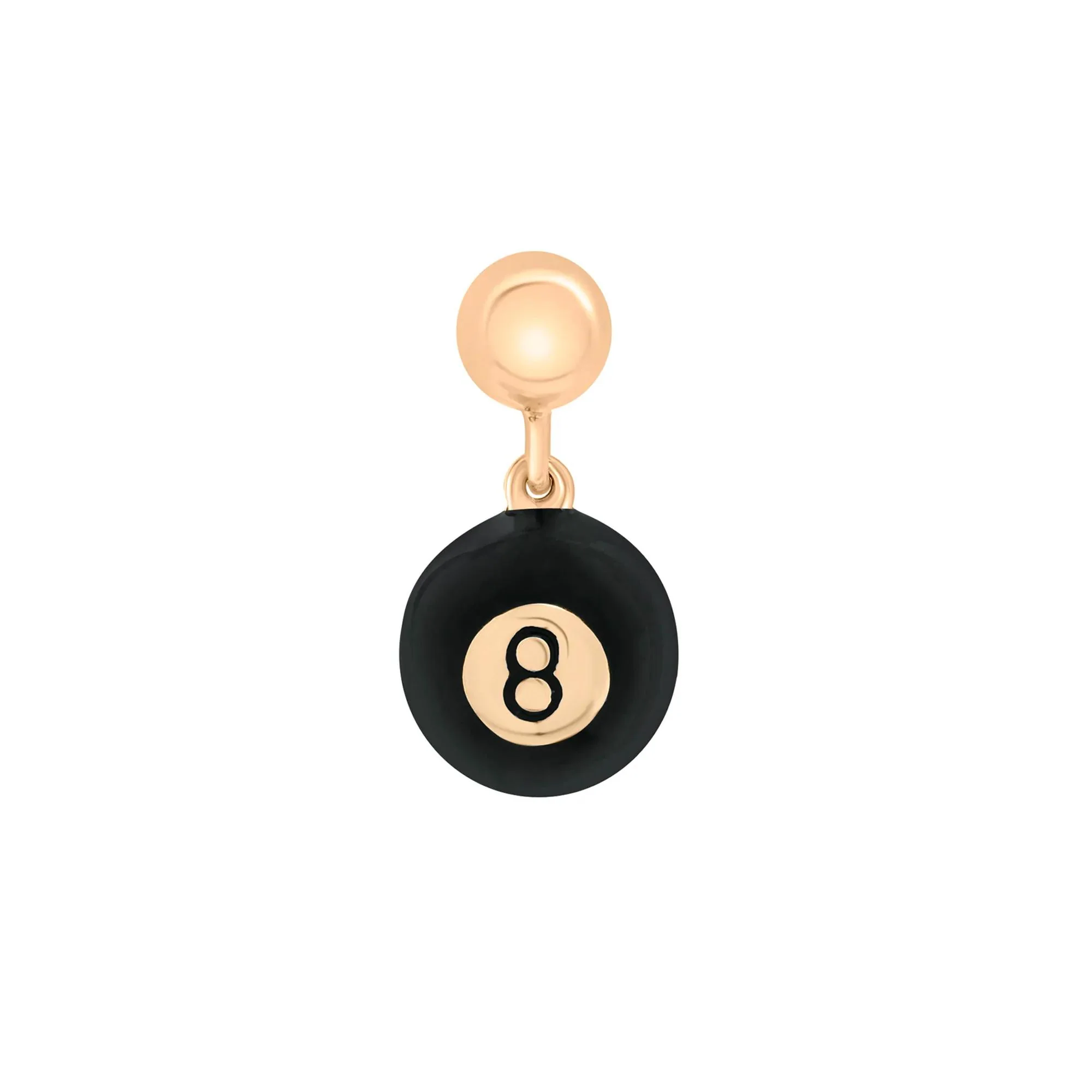 Black Enamel 8-Ball Bead Charm Vermeil Yellow Size 14.00mm