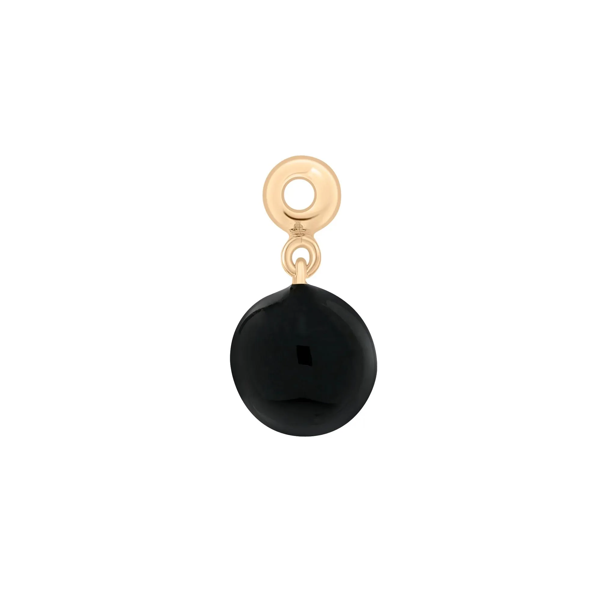 Black Enamel 8-Ball Bead Charm Vermeil Yellow Size 14.00mm - Image 2