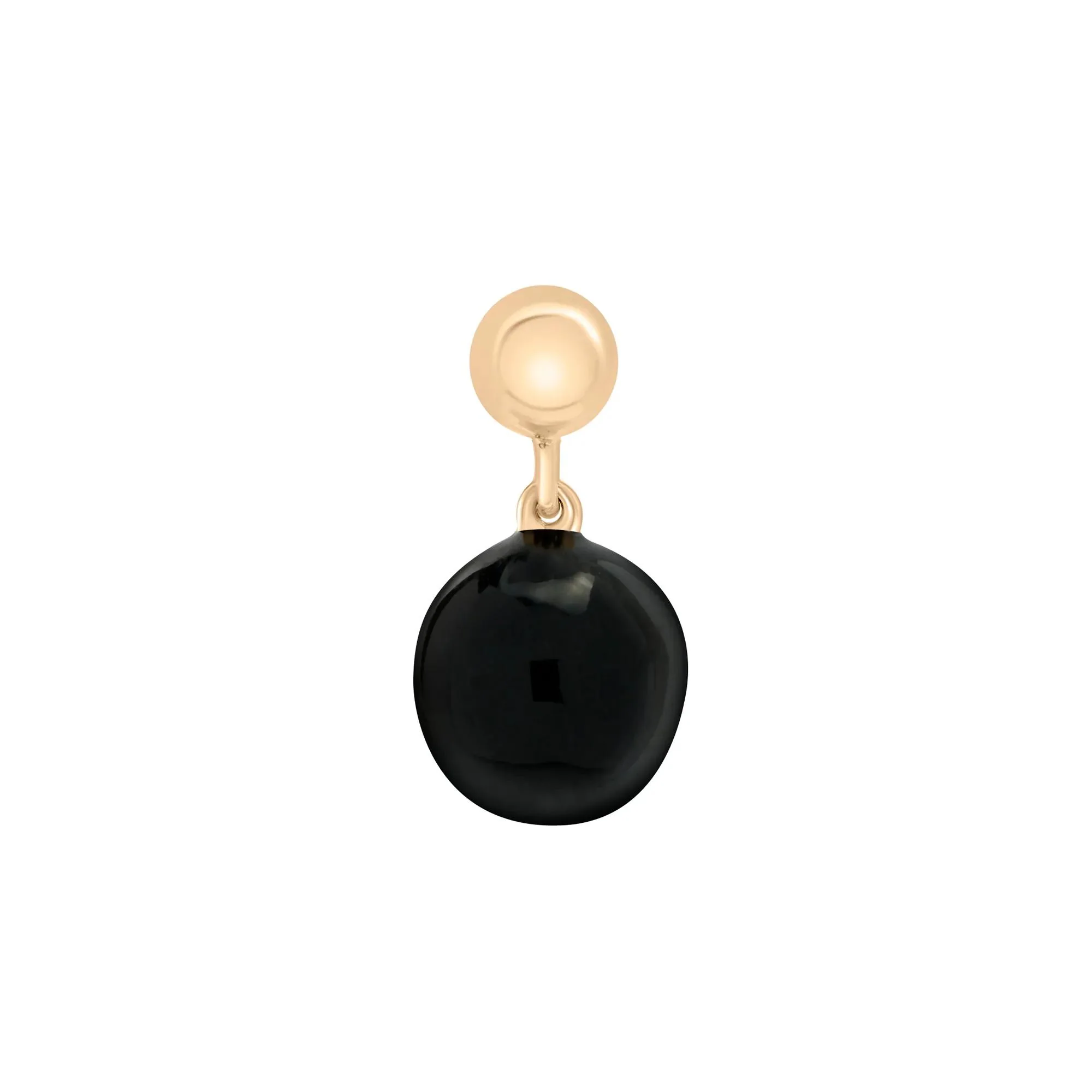 Black Enamel 8-Ball Bead Charm Vermeil Yellow Size 14.00mm - Image 3