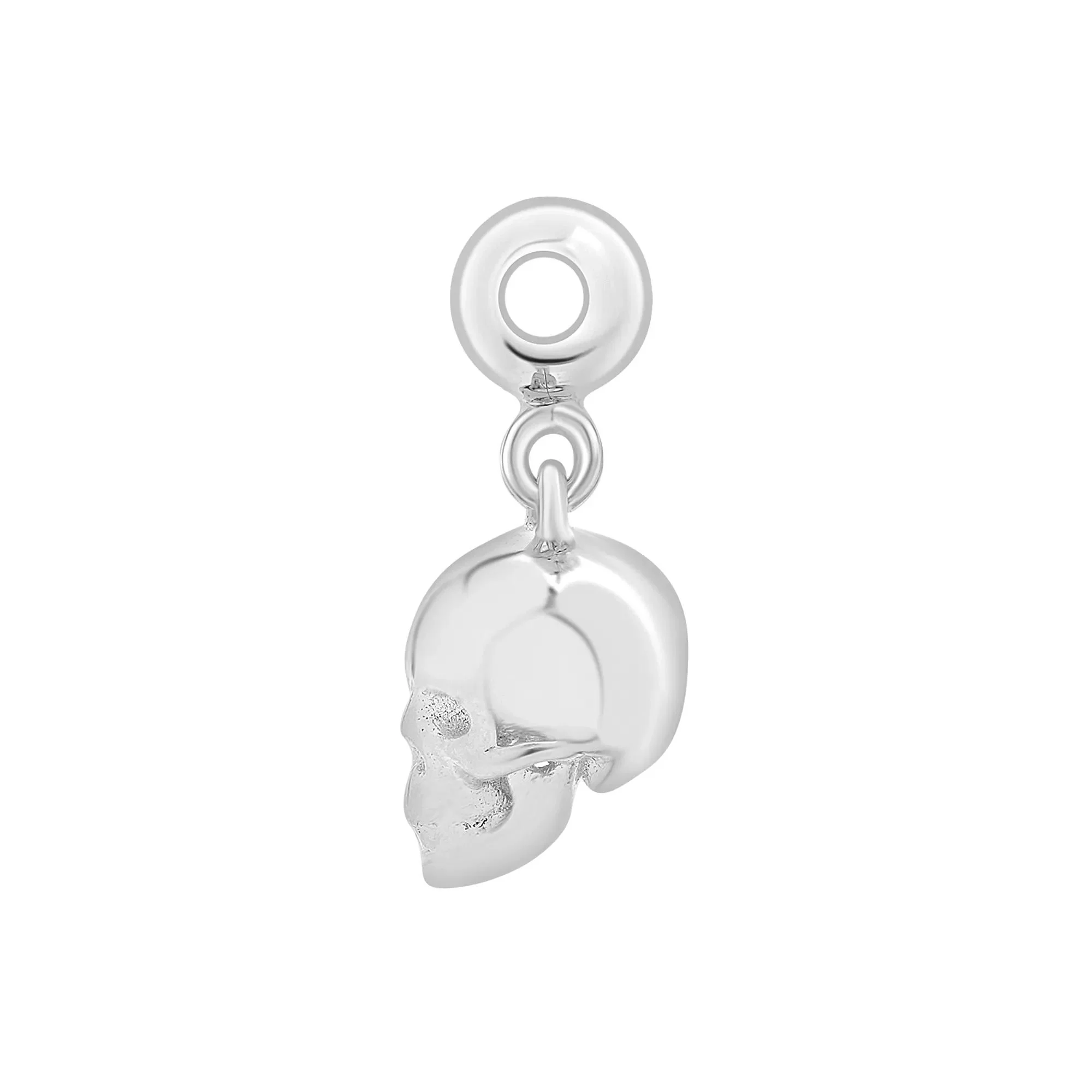 Skull Bead Charm .925 Sterling Silver White Size 14.00mm - Image 2