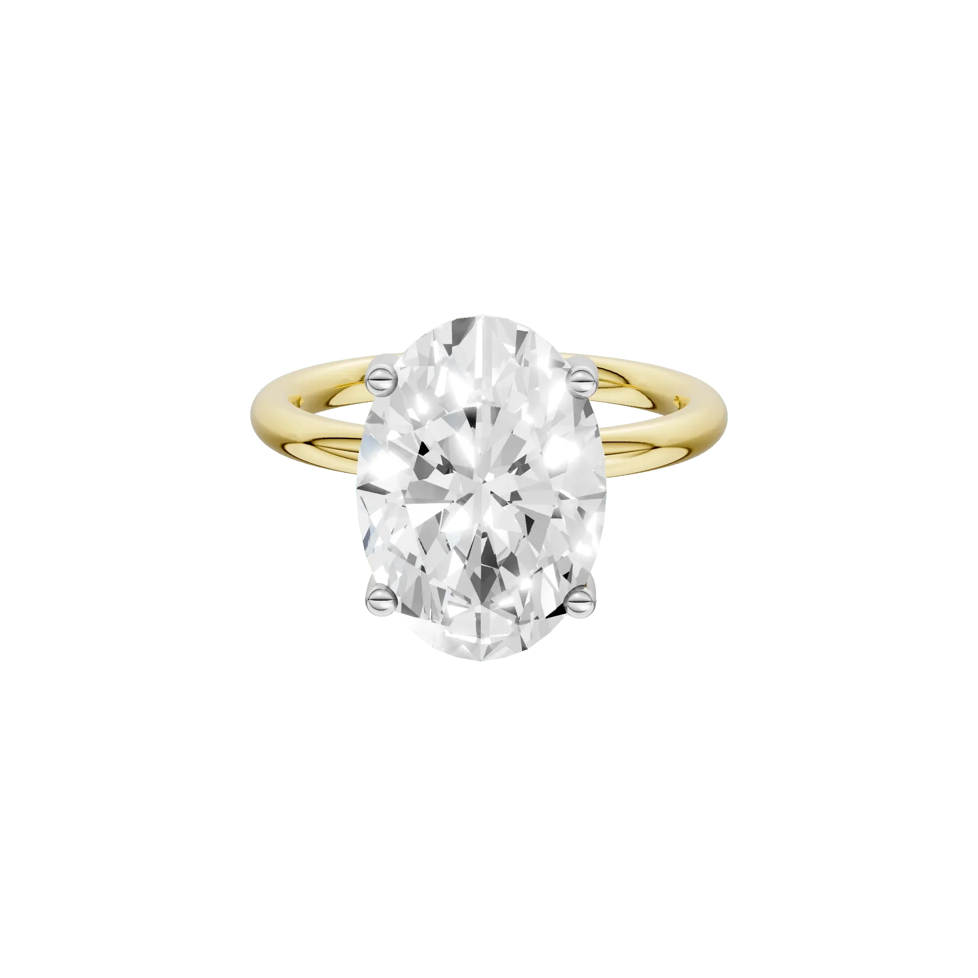 5 CT. Tw. Lab Grown Diamond Oval Solitaire Engagement Ring 14K Yellow & White Gold Size 5.5 2mm