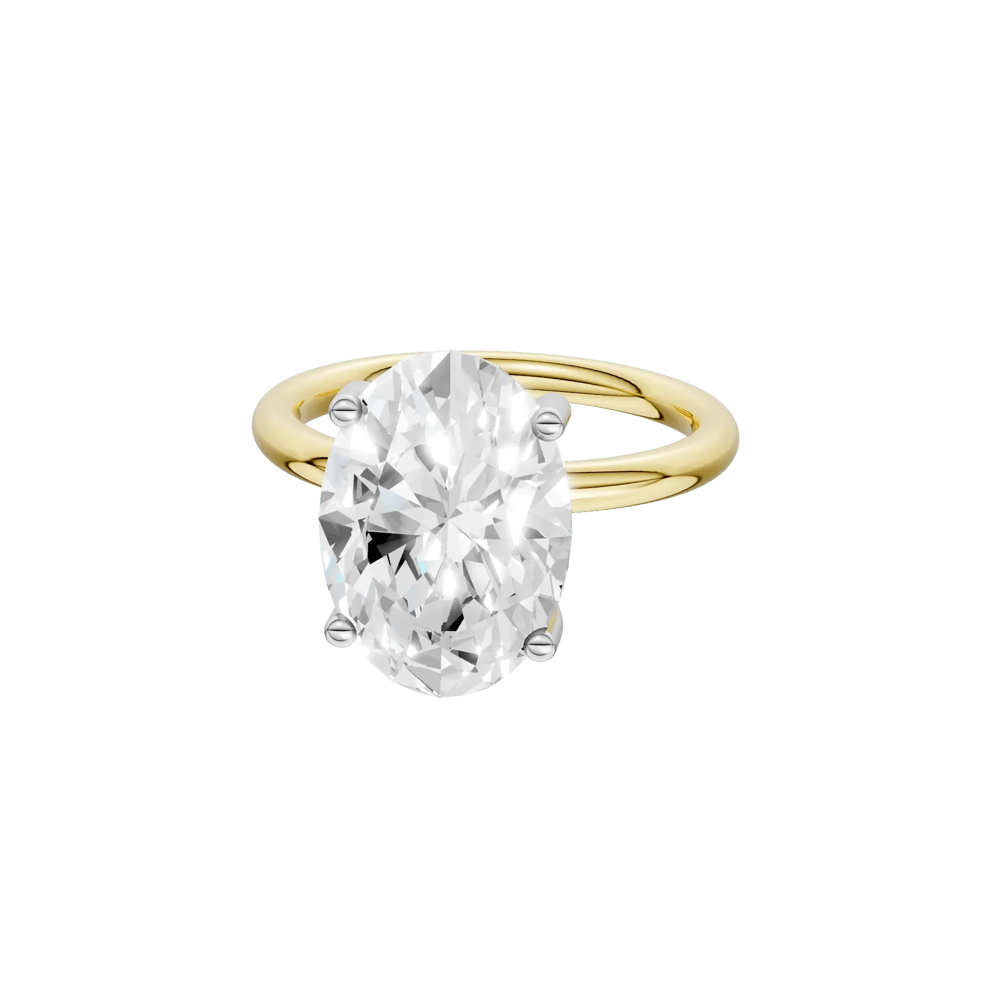 5 CT. Tw. Lab Grown Diamond Oval Solitaire Engagement Ring 14K Yellow & White Gold Size 9 2mm - Image 2